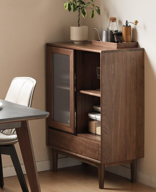Premium Black Walnut Solid Wood Side Cabinet - North American FAS Grade Hardwood - Perfect for Living Room, Bedroom & Office Storage