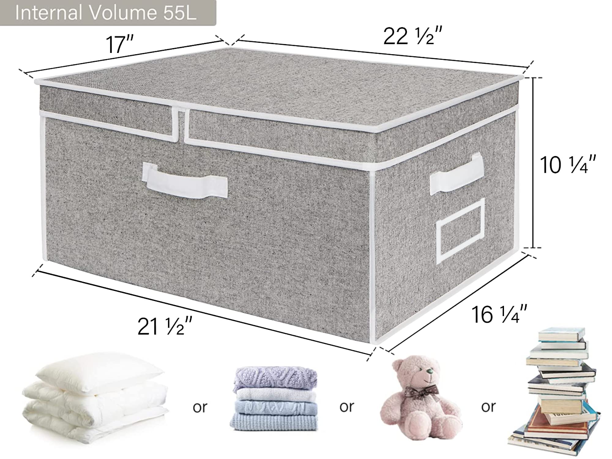 Extra Large Storage Bins with Lids & Handles - Decorative Storage Boxes for Home Organization, Closet, Garage & Office Use