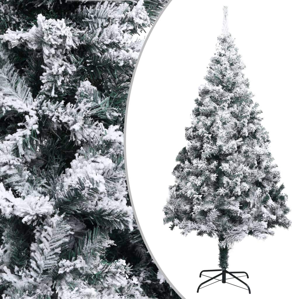 6 ft Pre-Lit Artificial Christmas Tree with Stand - 930 Branches Flocked Snow Xmas Tree for Home, Office & Party Decor | Holiday Decorations (6x4 ft, Green) - Perfect for Living Room, Bedroom & Festive Gatherings