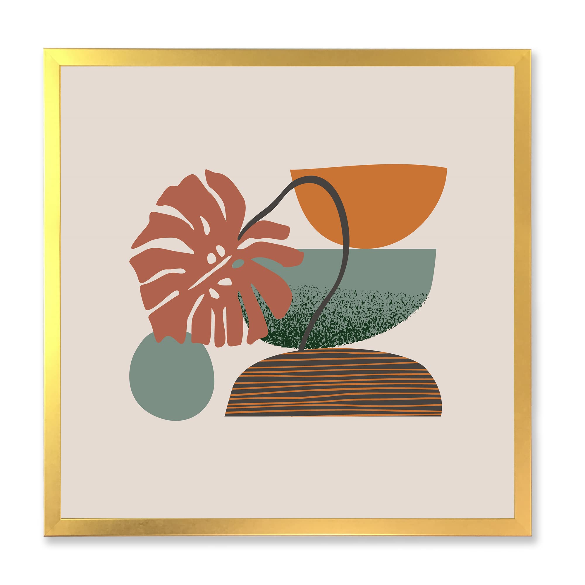 DesignQ Colorful Geometric Abstract Art Collage III - Modern Framed Wall Decor for Living Room, Bedroom & Office - Premium Canvas Print for Home & Office Decor