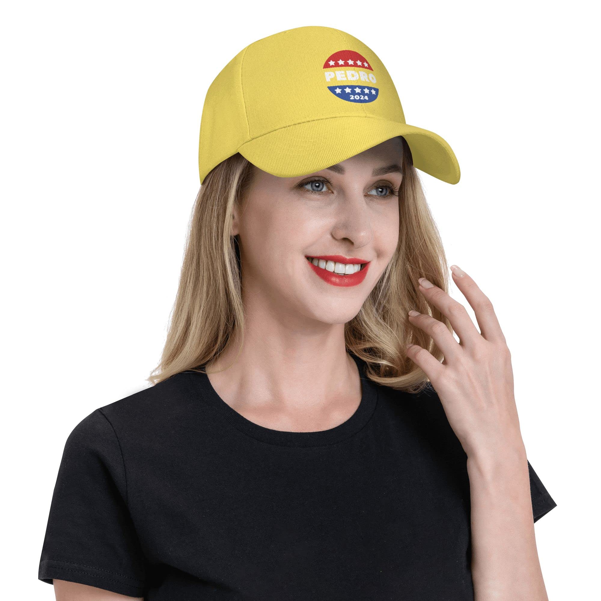 Vote Pedro 2024 Unisex Baseball Trucker Cap - Yellow Snapback Hat for Fishing, Outdoor & Political Campaigns