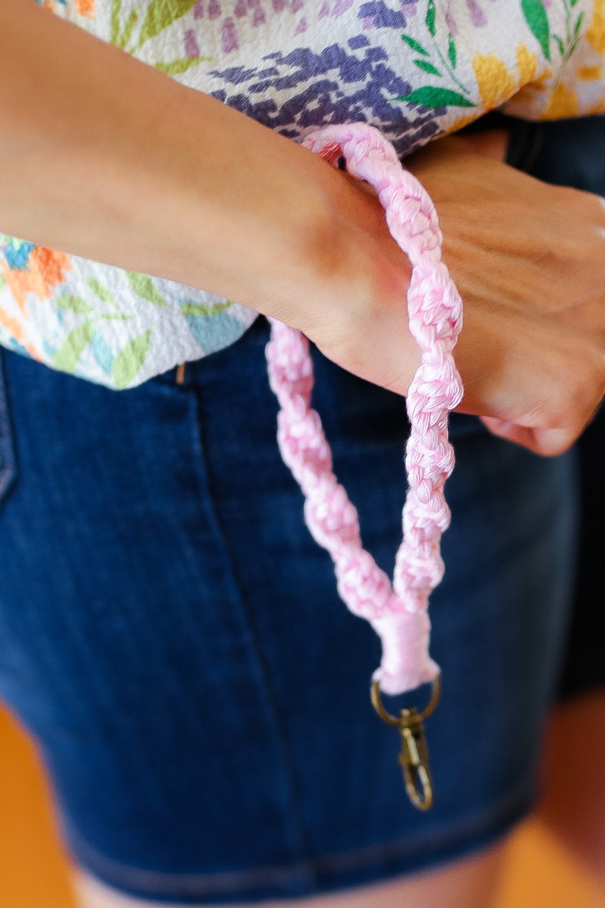Pink Handwoven Braided Keychain Wristlet for Women - Stylish Accessory for Keys, Purse, or Backpack - Perfect Gift for Her
