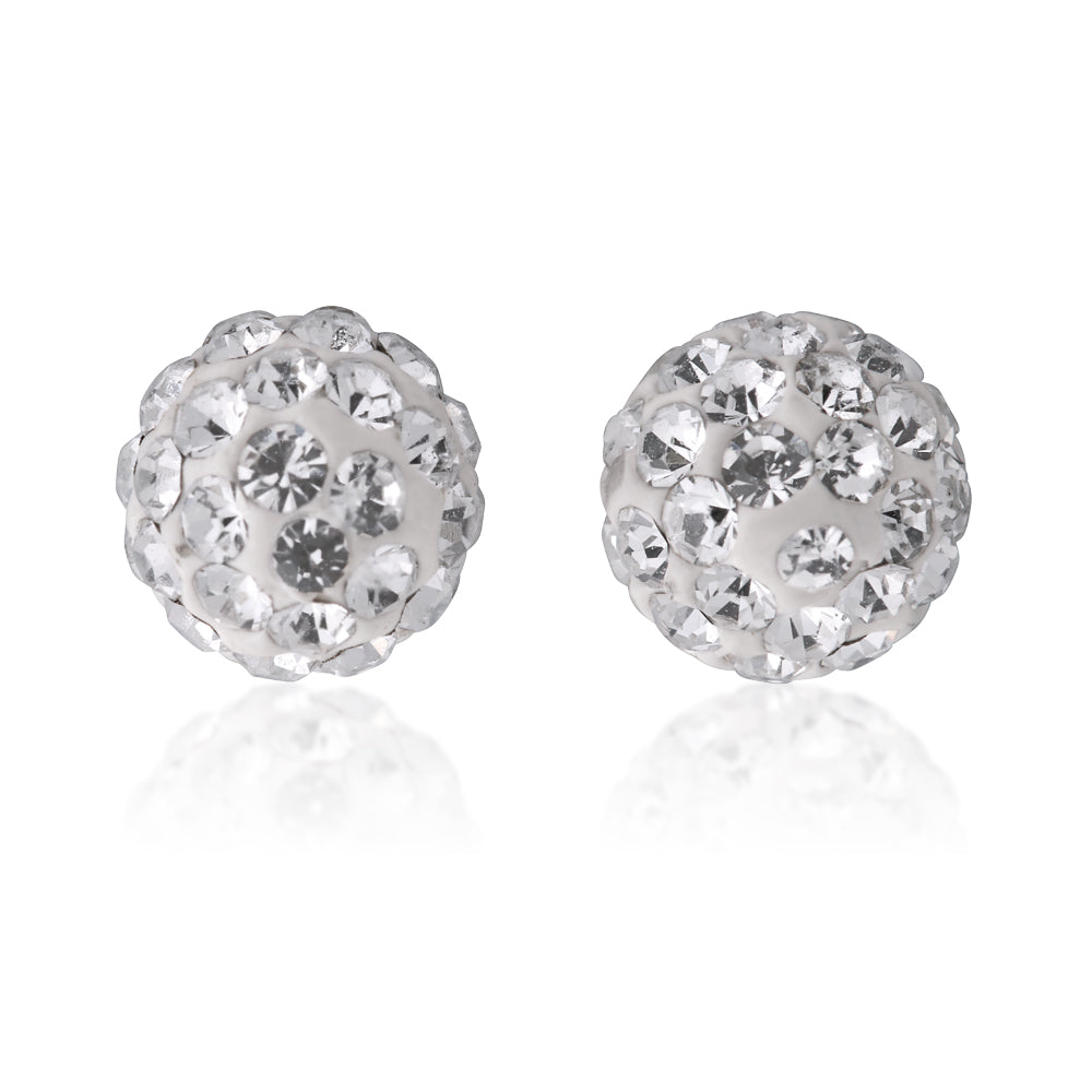 9ct Yellow Gold 6mm Crystal Ball Stud Earrings - Elegant Cubic Zirconia Earrings for Women, Perfect for Parties, Weddings & Everyday Wear