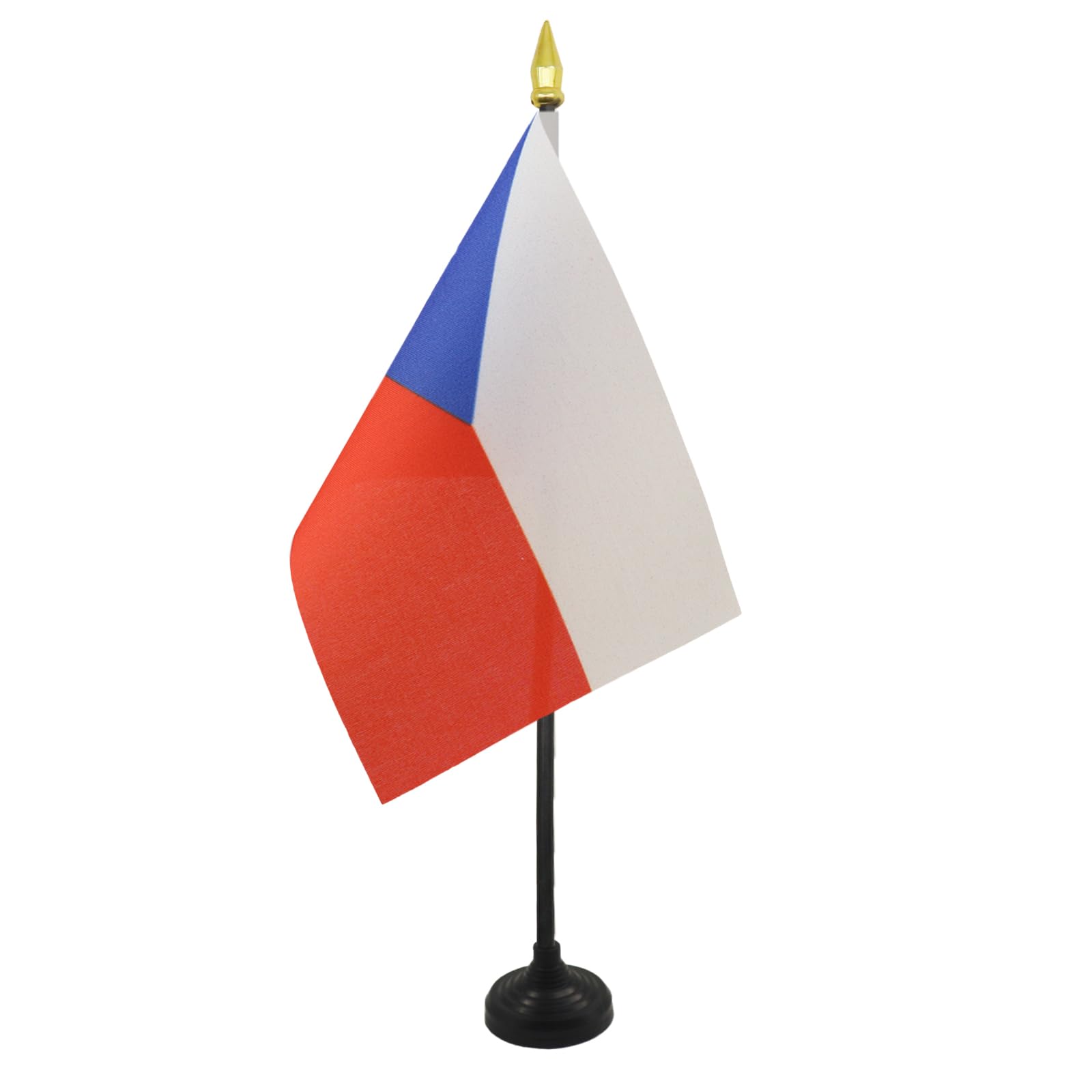 AZ FLAG Czech Republic Mini Desk Flag 4'' x 6'' (10 x 15 cm) - 100% Polyester Office Banner with 10'' Golden Spear Pole - Perfect for Home, Office Decor & International Events