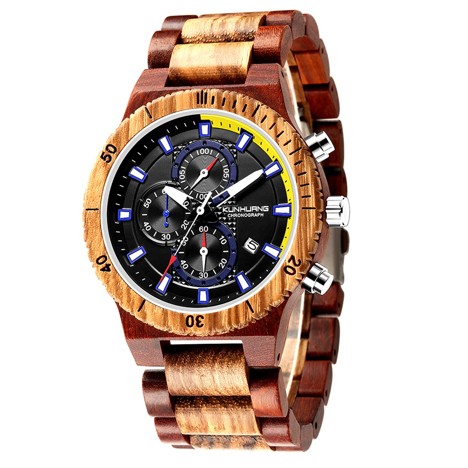 RORIOS Men's Wooden Watch - Waterproof Analog Quartz for Casual Wear