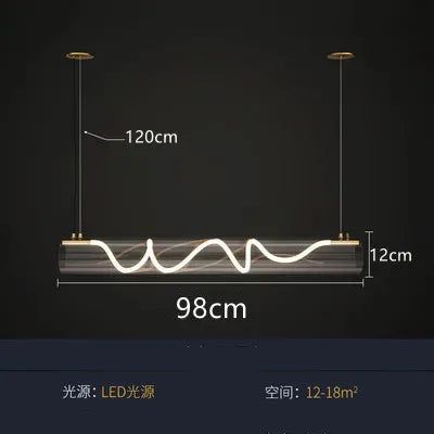 Modern Acrylic Long Tube LED Pendant Light for Kitchen Island - Dimmable Hanging Fixture with Warm White Light, Perfect for Dining Room, Bar Counter, and Home Decoration