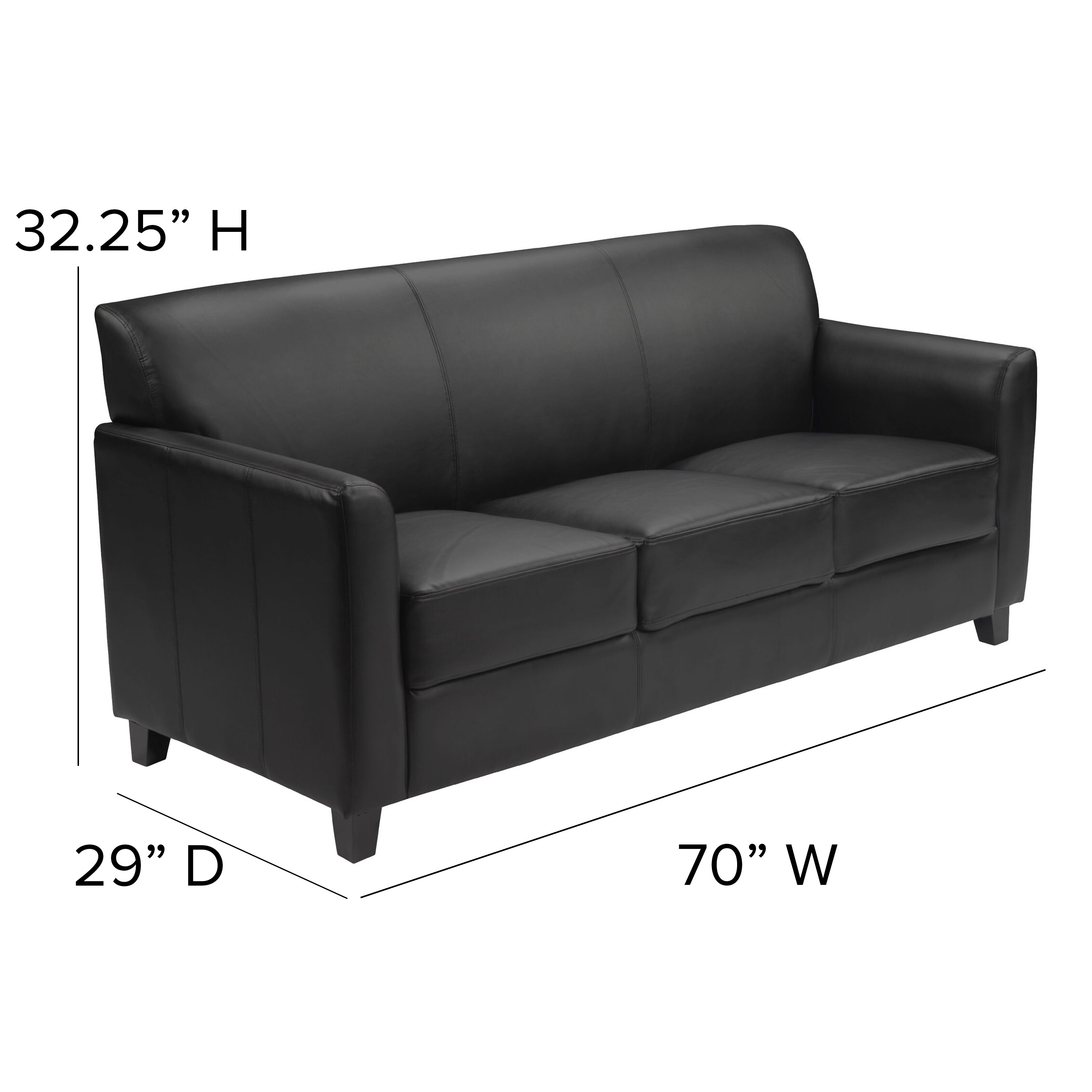 Premium FLASH HERCULES Diplomat Series Black LeatherSoft Sofa - Luxurious Comfort for Living Room, Office or Lounge Area
