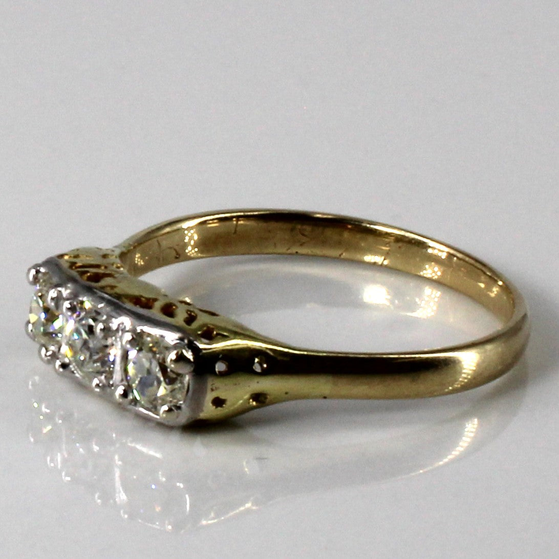 Vintage Three Stone Diamond Ring 0.79ctw Size 9 - Elegant Engagement, Wedding & Anniversary Jewelry Gift for Women