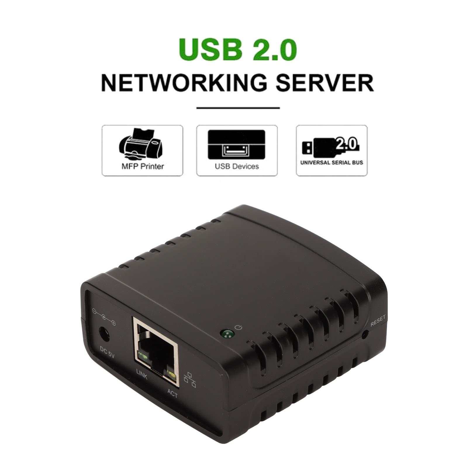 USB to Ethernet Printer Server Adapter - 10/100 Mbps LAN RJ45 Port, TCP/IP LPR Print Server for Needle Printers like Epson LQ 730K/630K/635K - Perfect for Office & Home Printing (EU Plug)