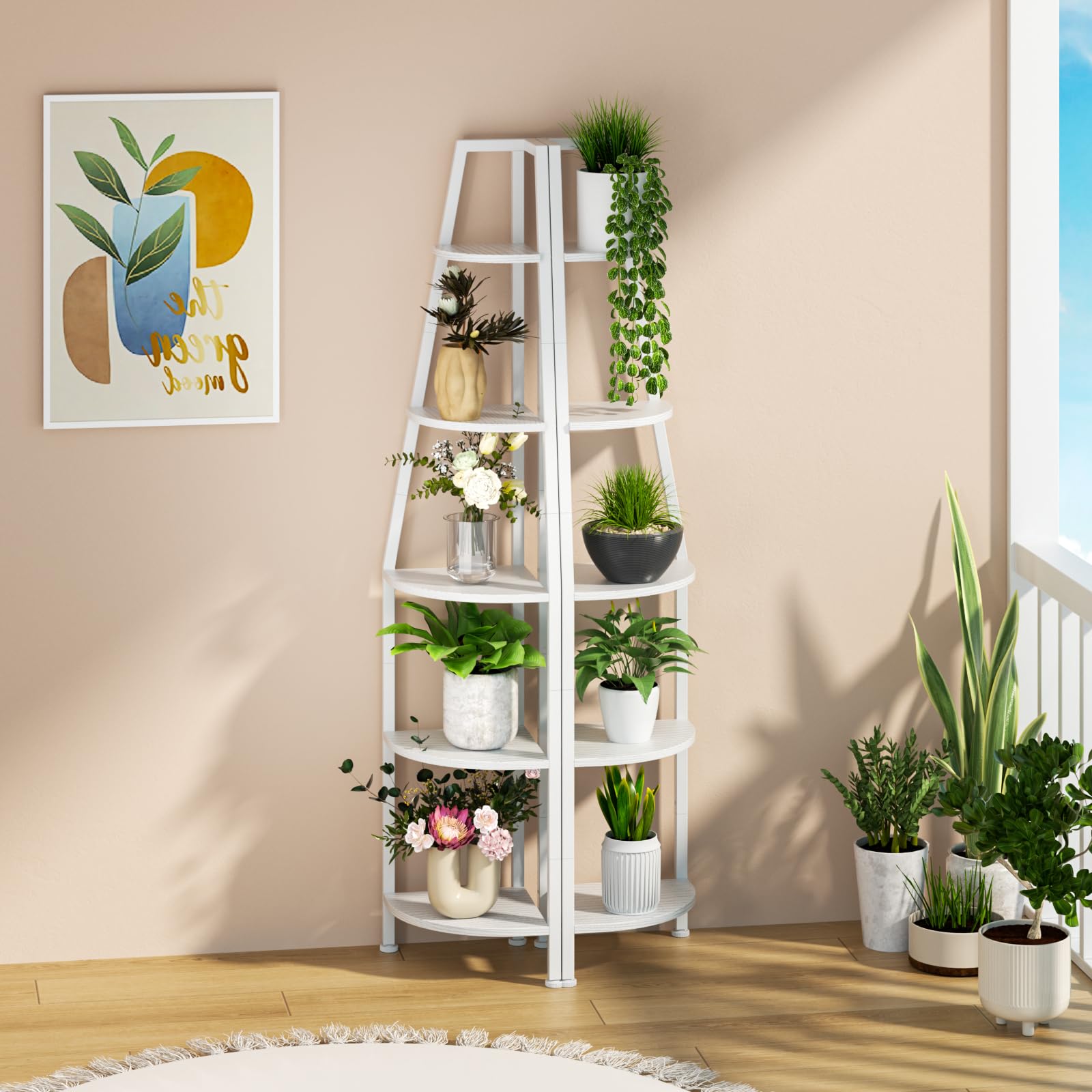 Furnulem 5-Tier Corner Shelf with LED Lights - 67.2