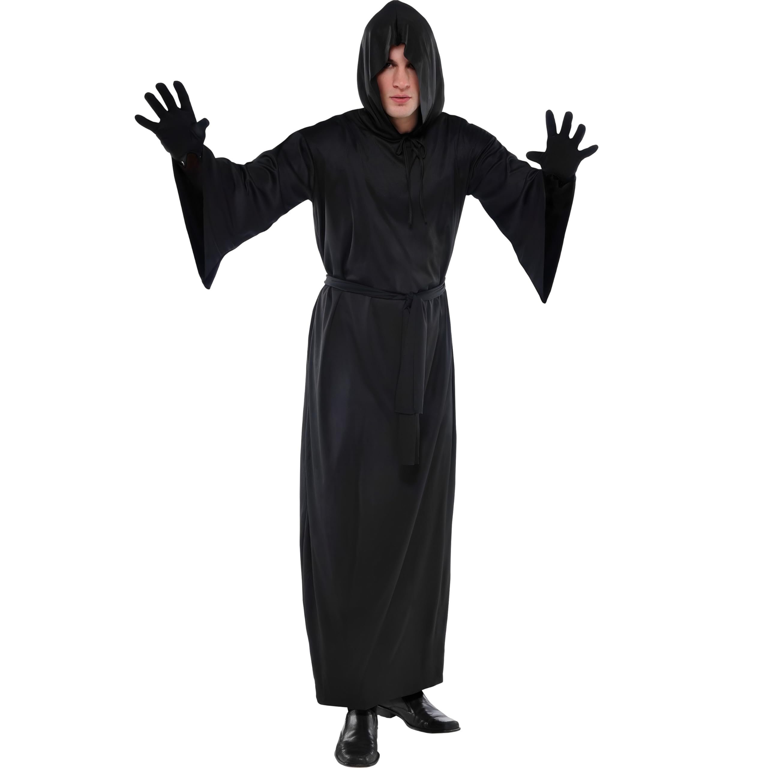 Black Horror Robe for Adults - Scary Halloween Costume with Hooded Design | Perfect for Halloween Parties, Haunted Houses, Cosplay & Horror Events | Spooky Gothic Cloak for Themed Gatherings & Roleplay