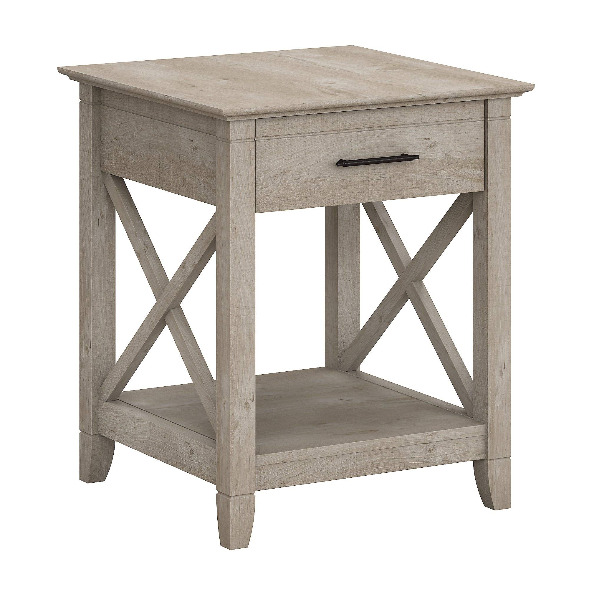 Bush Furniture Key West Coffee Table with Storage & End Table Set, Washed Gray - Modern Living Room Furniture with Hidden Storage for Home Decor