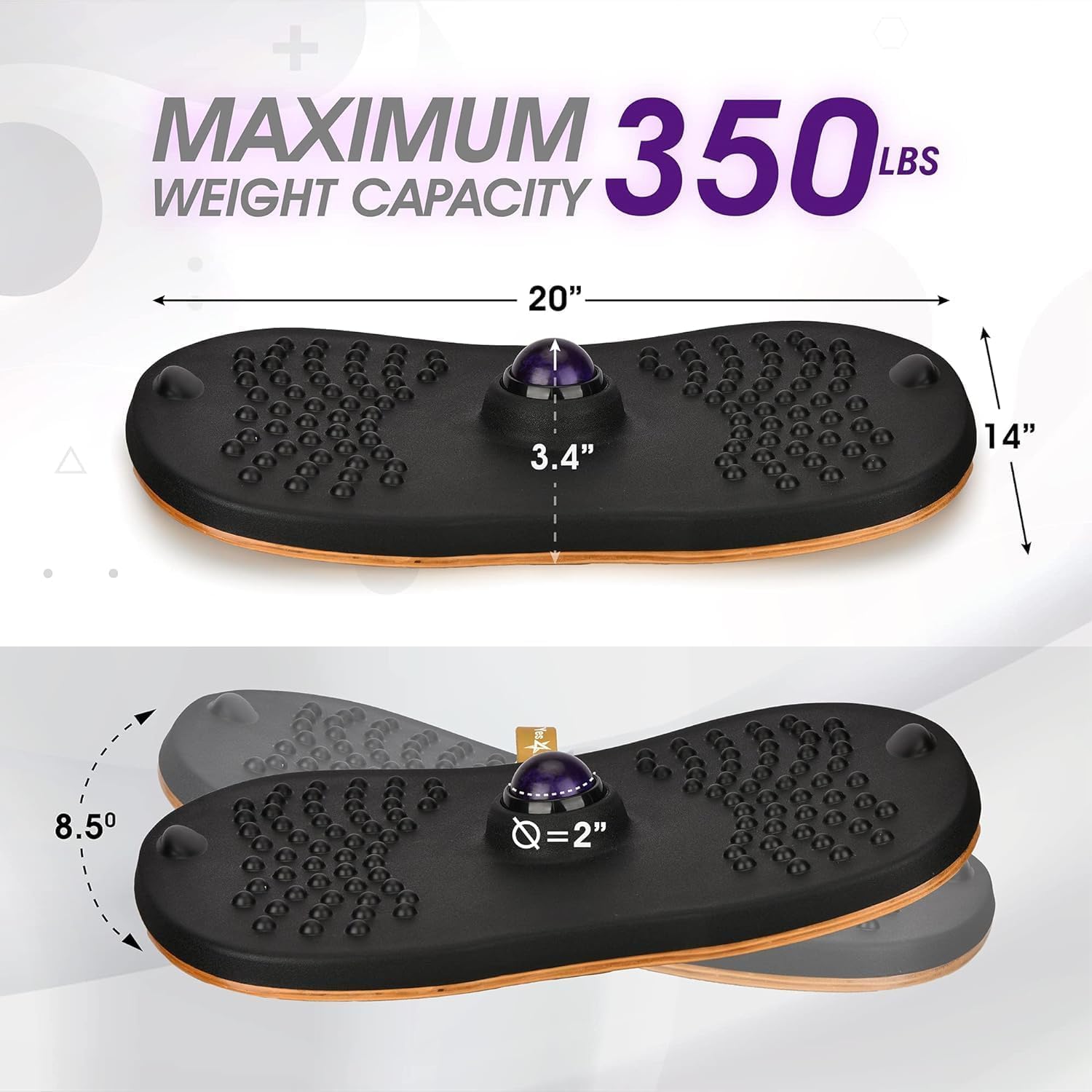 Yes4All Wobble Balance Board for Standing Desk - Anti-Fatigue Office Foam Pad with Massage Ball | Standing Desk Accessories, Rocker Board for Home & Office | Improve Posture & Reduce Back Pain While Working