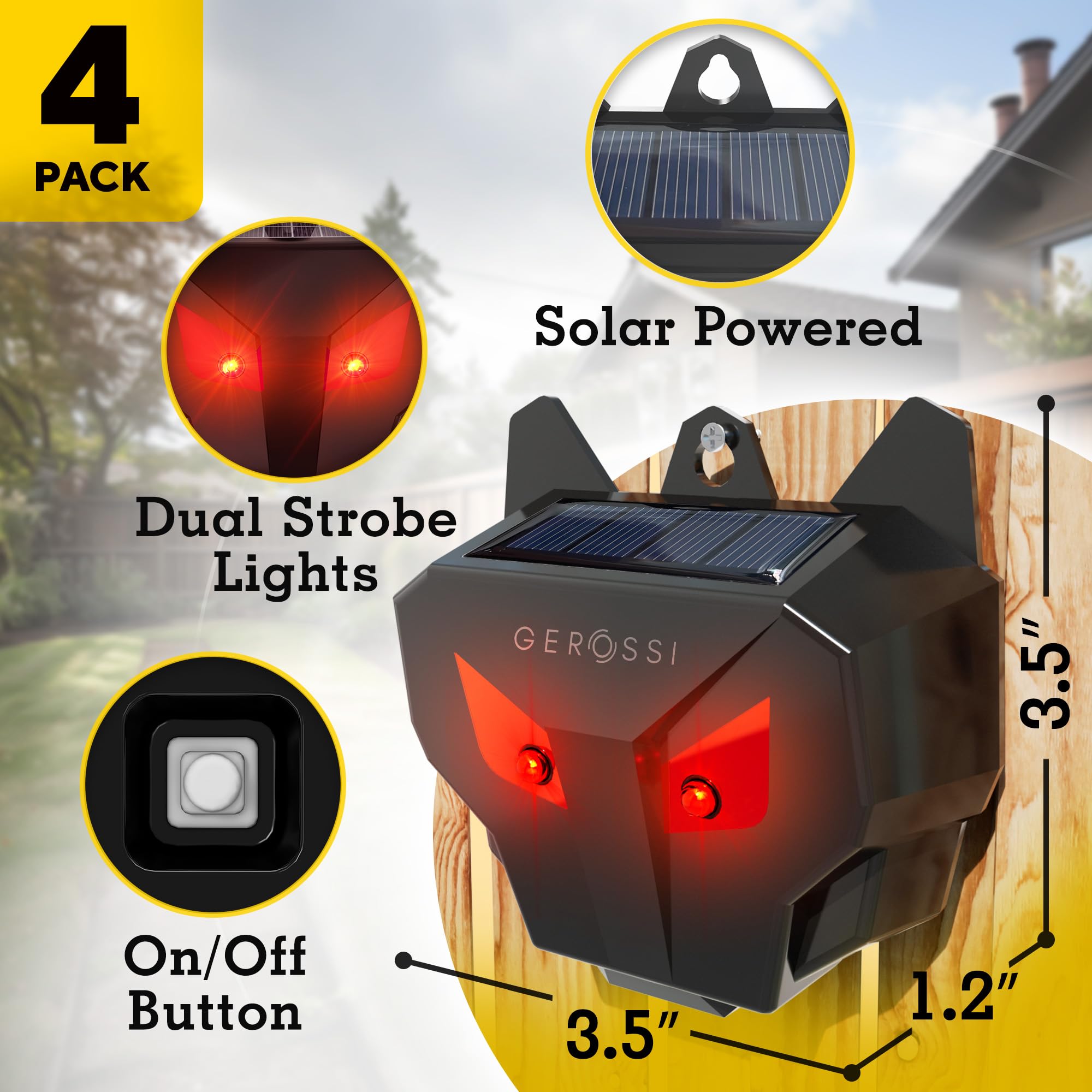 Solar Nocturnal Animal Repeller 4 Pack - Powerful Outdoor Pest Control for Coyotes, Deer, Foxes, Raccoons & Skunks - Waterproof Predator Deterrent Lights for Chicken Coops, Farms, Yards & Gardens - Protect Your Livestock & Crops from Wild Animals
