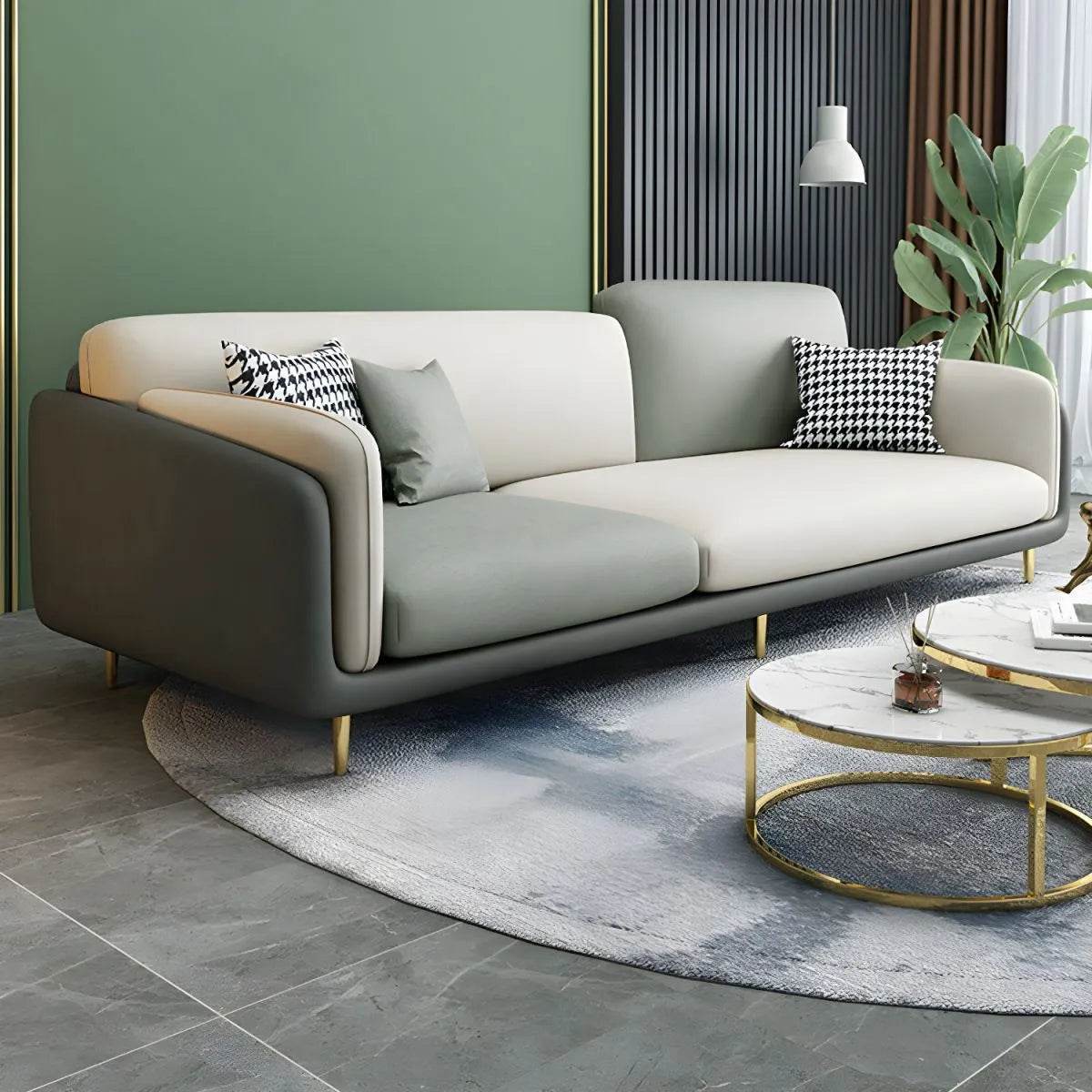 Lincoln Two-Tone Leathaire Sofa - Modern Leather-Like Couch for Living Room, Office & Lounge - Comfortable & Stylish Home Furniture