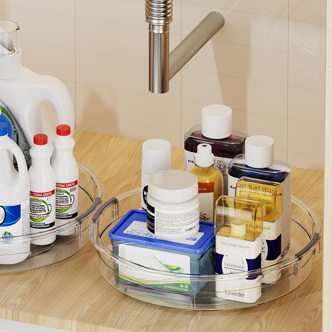 LAMU 3-Pack Lazy Susan Turntable Organizer for Kitchen Cabinet - 9.25