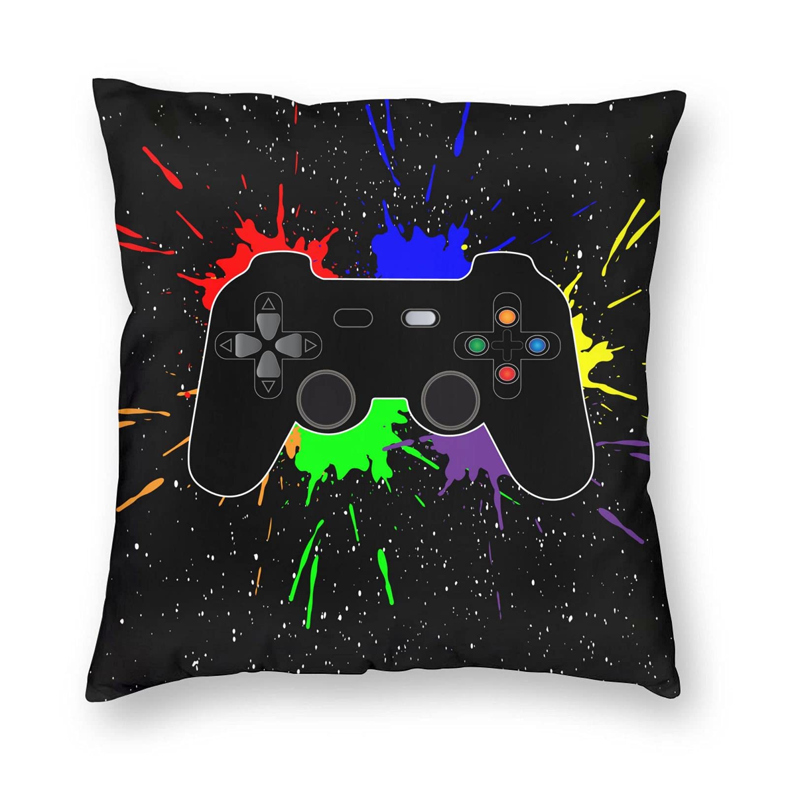 Perinsto Game Joystick Throw Pillow Covers 20x20 Inch - Soft Decorative Square Pillow Cases for Sofa, Couch & Bed - Gamer Home Decor Accessories - Perfect for Living Room, Game Room & Bedroom Decor