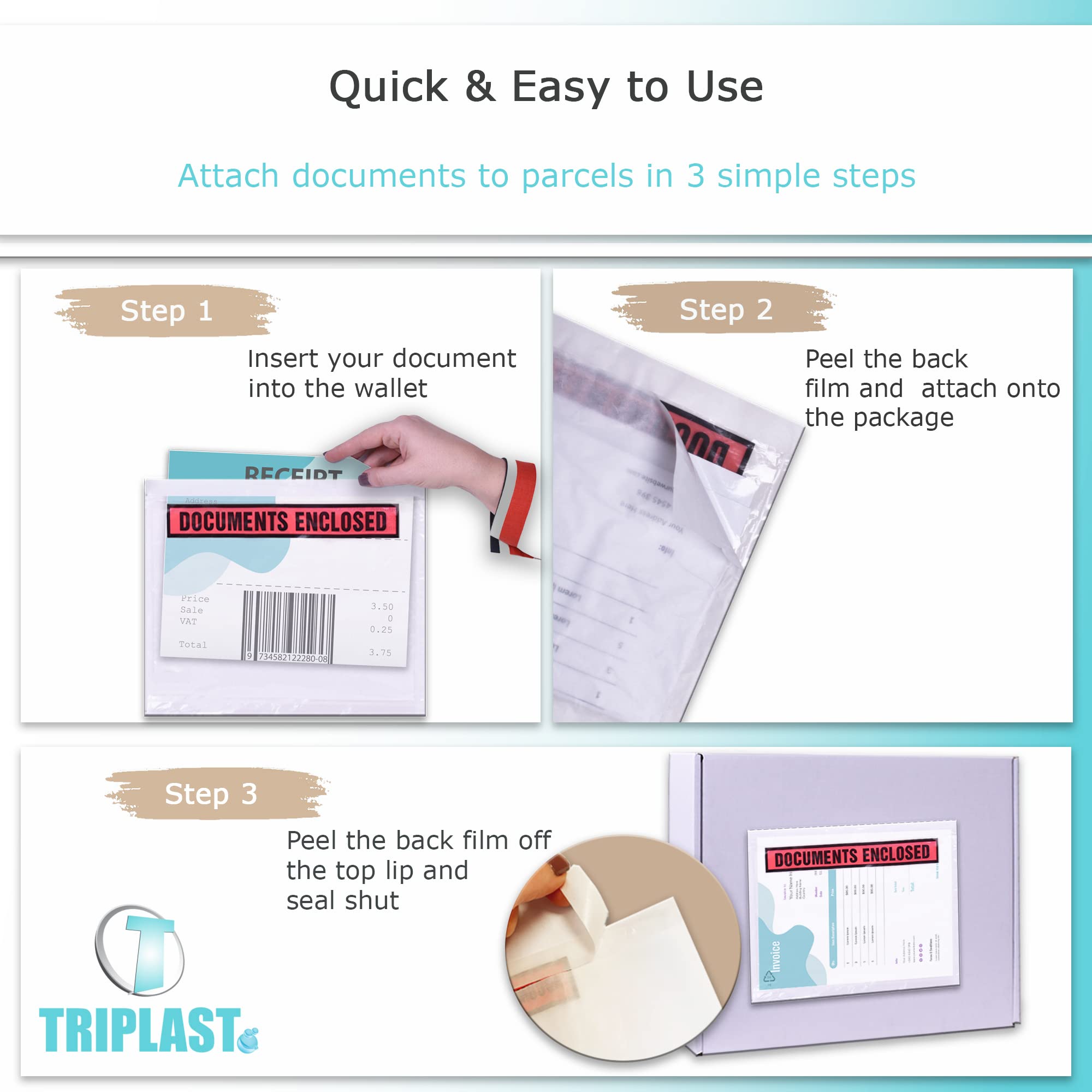5000 Pack A7 Clear Plastic Envelopes (95x125mm) - Peel & Seal Document Sleeves for Invoices, Packing Lists & Shipping Labels | Waterproof Mailing Wallets for Parcels, Business Documents & Office Use