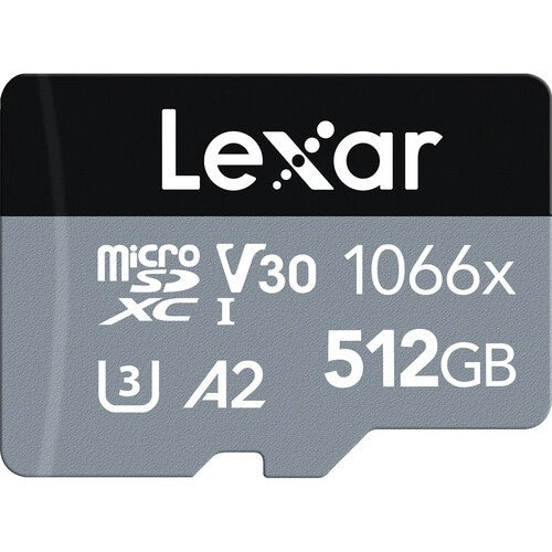 Lexar 512GB Professional 1066x UHS-I microSDXC Memory Card with SD Adapter - High Speed SILVER Series for DSLR Cameras, Drones, and 4K Video Recording (Discontinued Model)