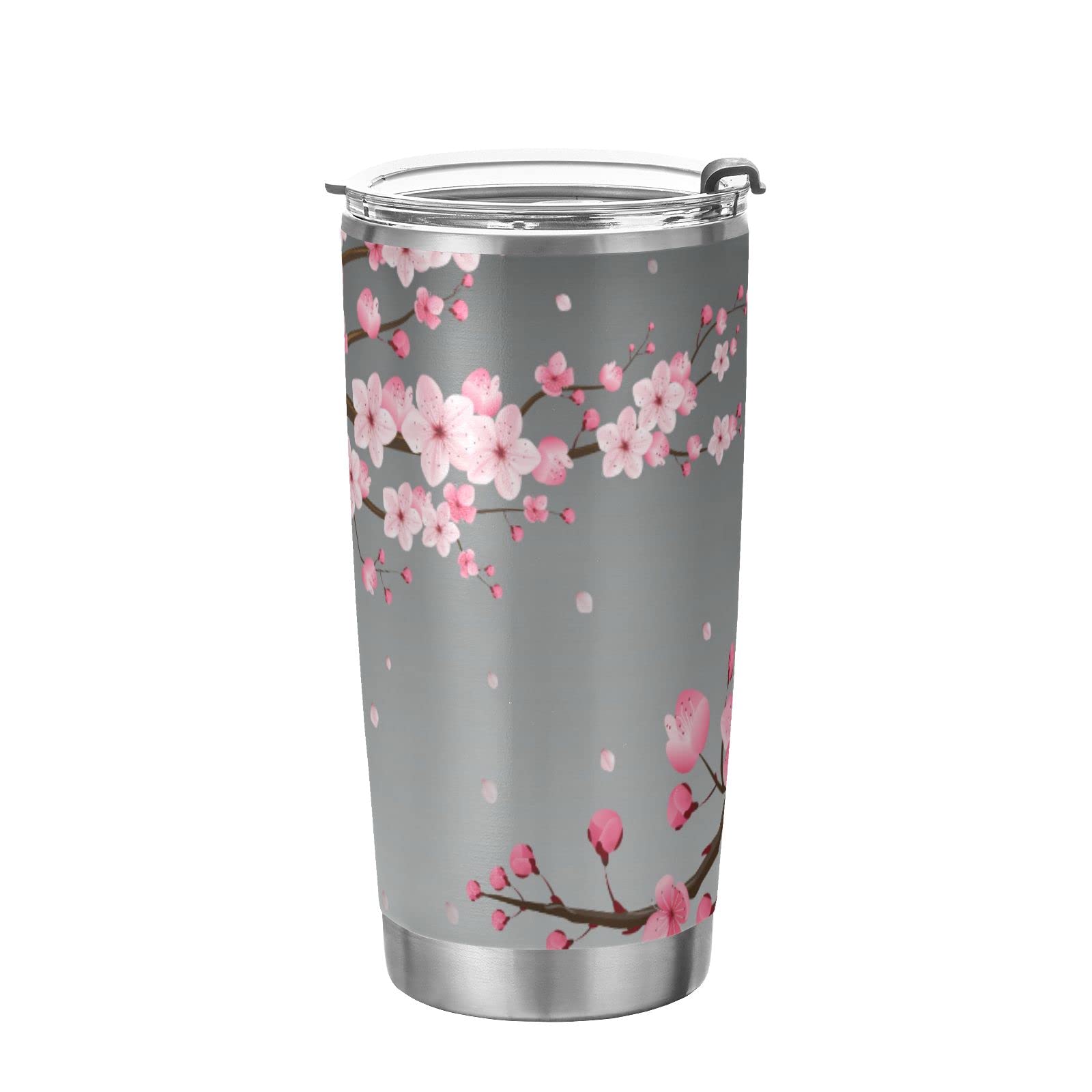 ALAZA 20Oz Japanese Cherry Blossom Tumbler with Lid & Straw - Stainless Steel Vacuum Insulated Travel Mug for Coffee, Tea & Cold Drinks - Perfect for Office, Gym, Hiking & Outdoor Activities