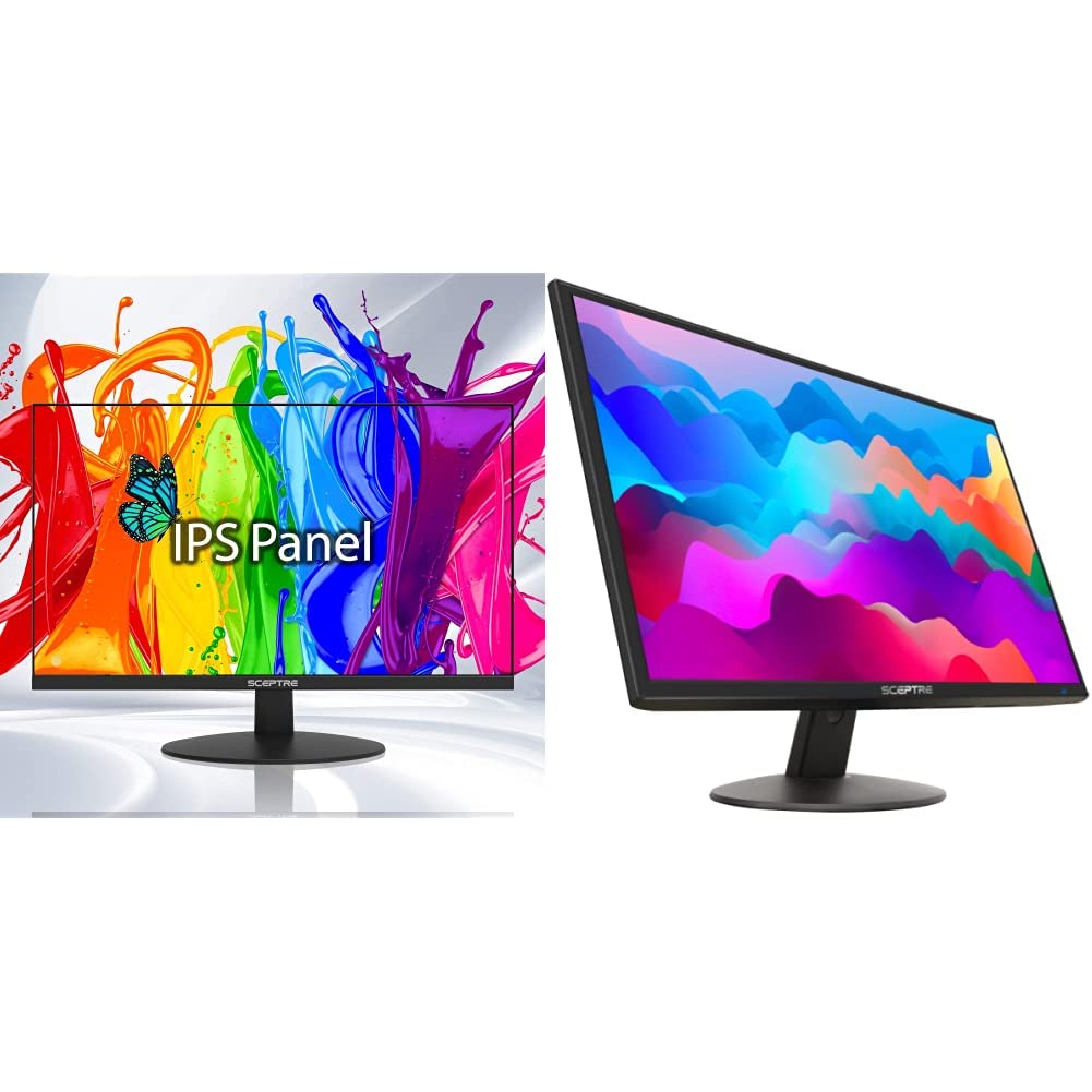 Sceptre 24-Inch IPS Business Monitor 1080p FHD 75Hz with HDMI & VGA Ports, Built-in Speakers - Perfect for Office Work and Home Gaming (E248W-FPT & E249W-19203R, Machine Black)