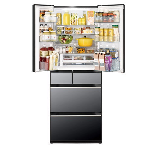 Hitachi R-HV490WS XK/XW/X 485L Multi-Door Refrigerator - Large Capacity French Door Fridge with Energy Star Rating for Modern Kitchen & Open Floor Plan Homes