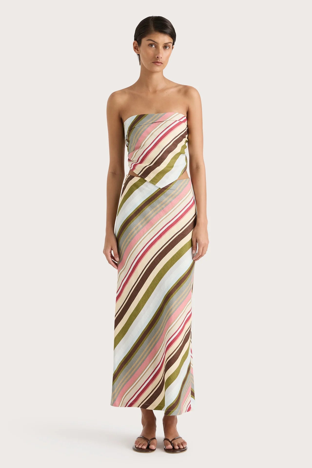 Elise Striped Skirt for Women - Trendy A-Line Midi Skirt with Comfortable Stretch Fabric - Perfect for Office, Casual Outings & Summer Vacations
