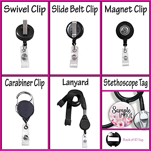 Custom Nurse Badge Holder - Retractable ID Badge Reel with Watercolor Pink Design for Healthcare Professionals - Perfect for Hospitals, Clinics & Nursing Schools - GG4406