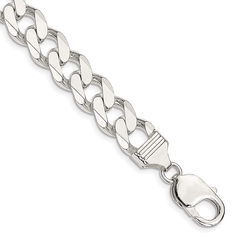 925 Sterling Silver 11mm Curb Chain Bracelet for Women - Beveled Edge Fine Jewelry Gift for Her - Perfect for Everyday Wear, Special Occasions & Anniversary Gifts