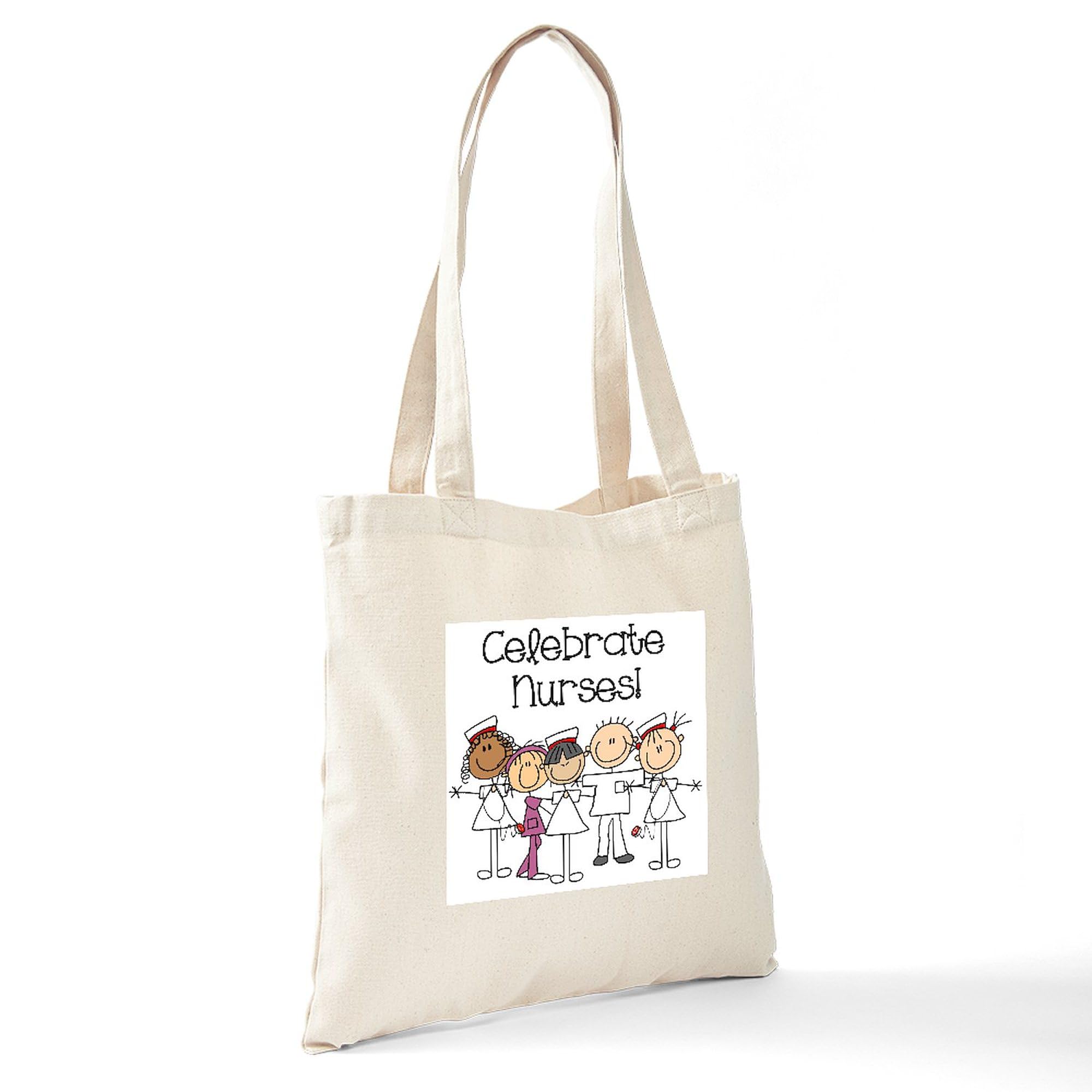 Celebrate Nurses Tote Bag - Natural Canvas Reusable Shopping Bag for Medical Professionals | Perfect for Nurses Week, Hospital Shifts & Everyday Use