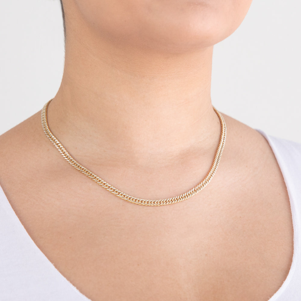 9ct Silver Filled Yellow & White Gold Double Curb Chain 45cm - Elegant Necklace for Women, Perfect for Layering, Gifts & Everyday Wear