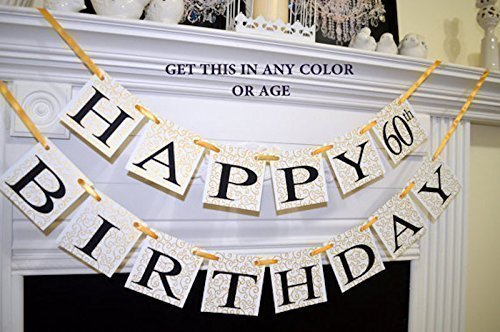 Happy 60th Birthday Banner - Gold Birthday Decorations & Garland for Party Decor | Perfect for Milestone Celebrations, Retirement Parties & Anniversary Events