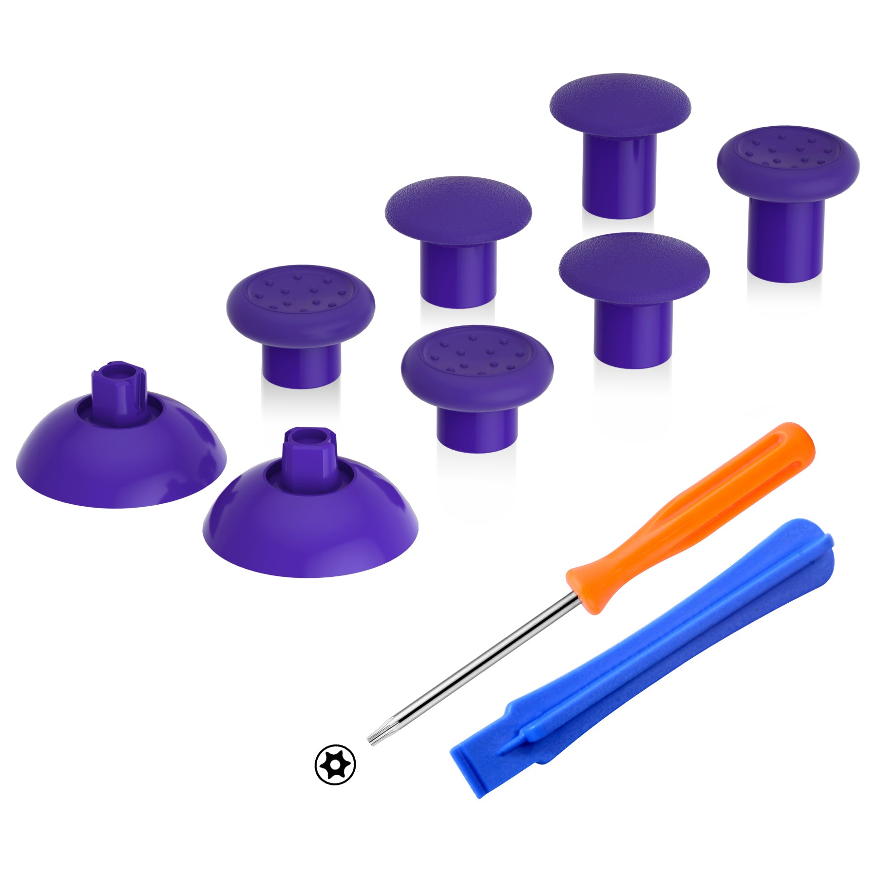 eXtremeRate Interchangeable Ergonomic Thumbsticks for Xbox Series X/S, Xbox One, Xbox One Elite - 3 Height Adjustable Domed & Concave Joystick Grips (Purple, XOJ2114) - Perfect for FPS, Racing & Action Games