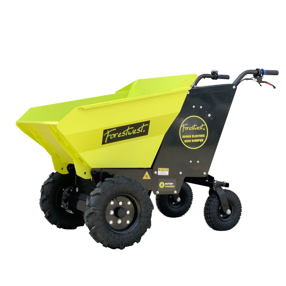 Forestwest 300KG Electric Wheelbarrow with Battery - Heavy Duty Automatic Dumping Mini Dumper for Construction, Gardening, and Landscaping Projects (Model BM11100)