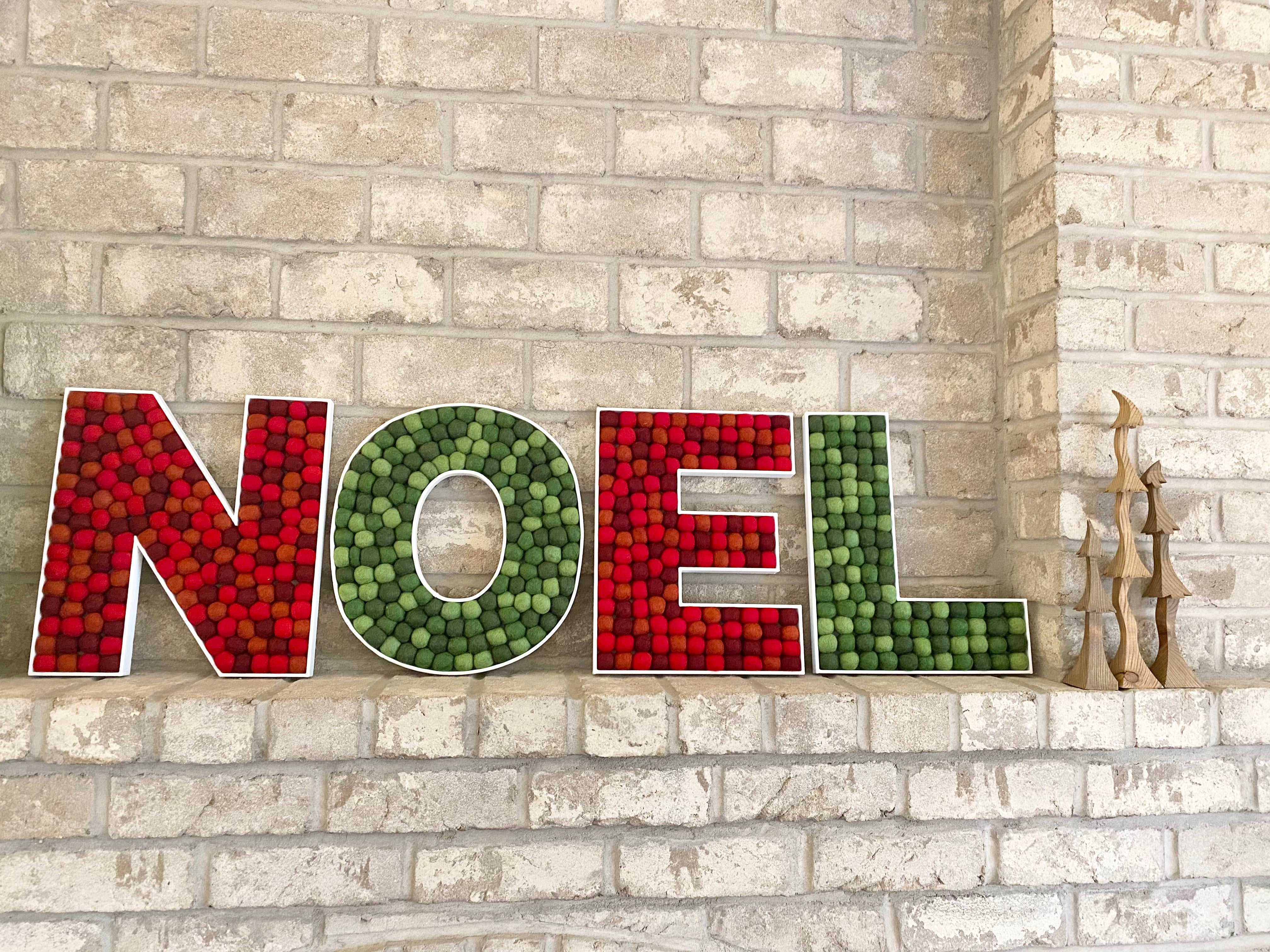 NOEL Felt Ball Christmas Letters - Handmade Wool Felt Holiday Decor for Xmas Tree, Mantel & Home Decorations (Perfect for Holiday Parties, Gift Wrapping & Festive Home Styling)