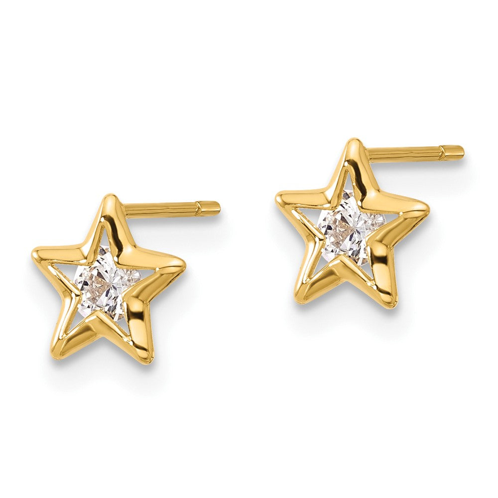 14K Gold Plated CZ Star Stud Earrings for Women - Sparkling Cubic Zirconia Post Earrings - Perfect for Parties, Weddings & Everyday Wear - Model YE2068
