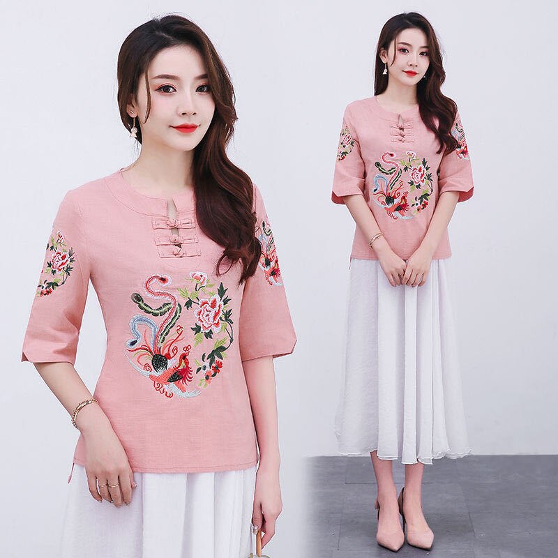 Elegant Chinese Cheongsam Tops for Women - Traditional Qipao Blouse with Floral Embroidery | Perfect for Parties, Weddings & Cultural Events