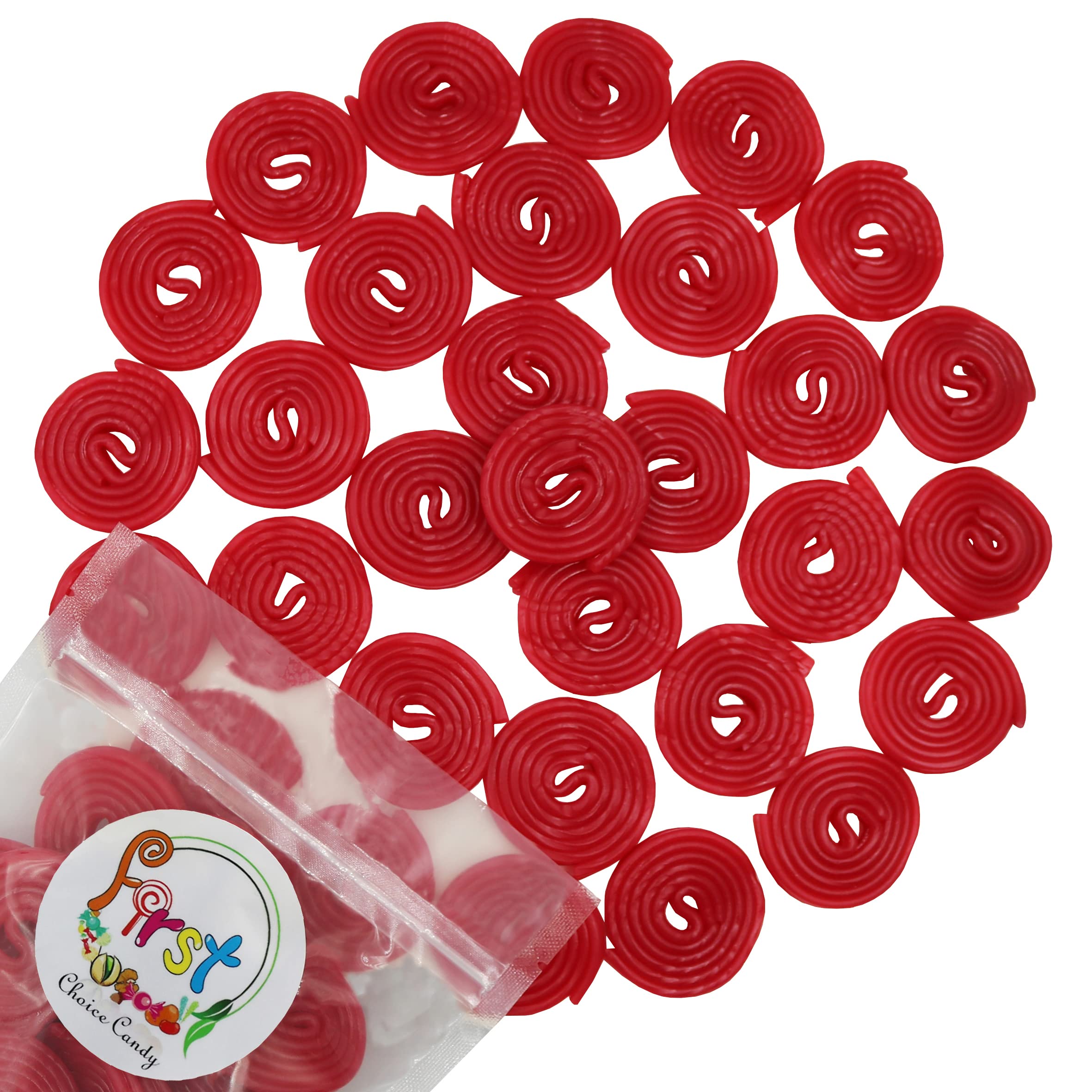 FirstChoiceCandy Licorice Wheels Gummy Candy - Red Strawberry Flavor - 2 Pound Bulk Bag - Perfect for Parties, Movie Nights & Office Snacks