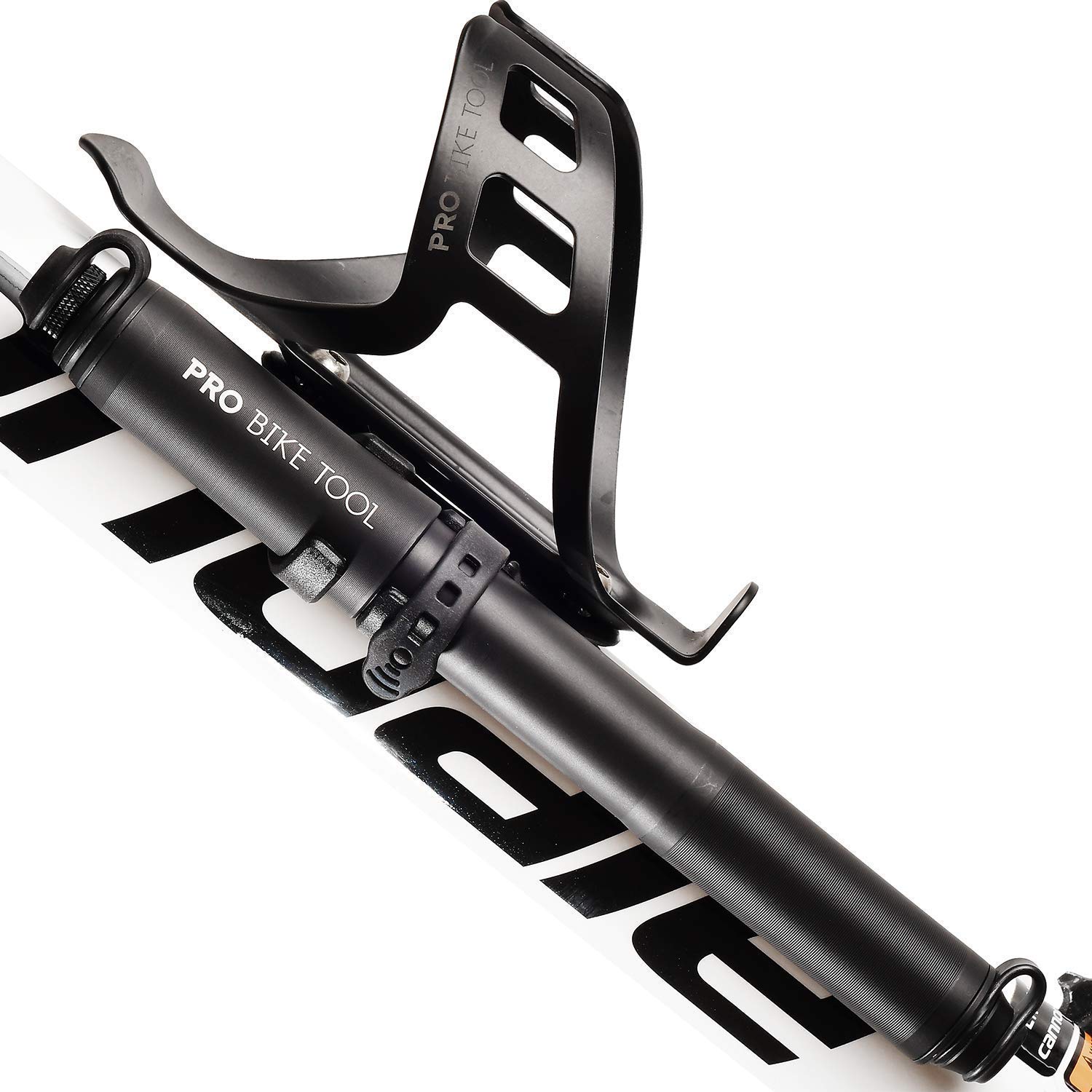 PRO BIKE TOOL Mini Bike Pump with Pressure Gauge + Bicycle Water Bottle Cage Holder Combo - Portable Cycling Accessories for Road & Mountain Bikes - Perfect for Commuting, Trail Riding and Emergency Repairs