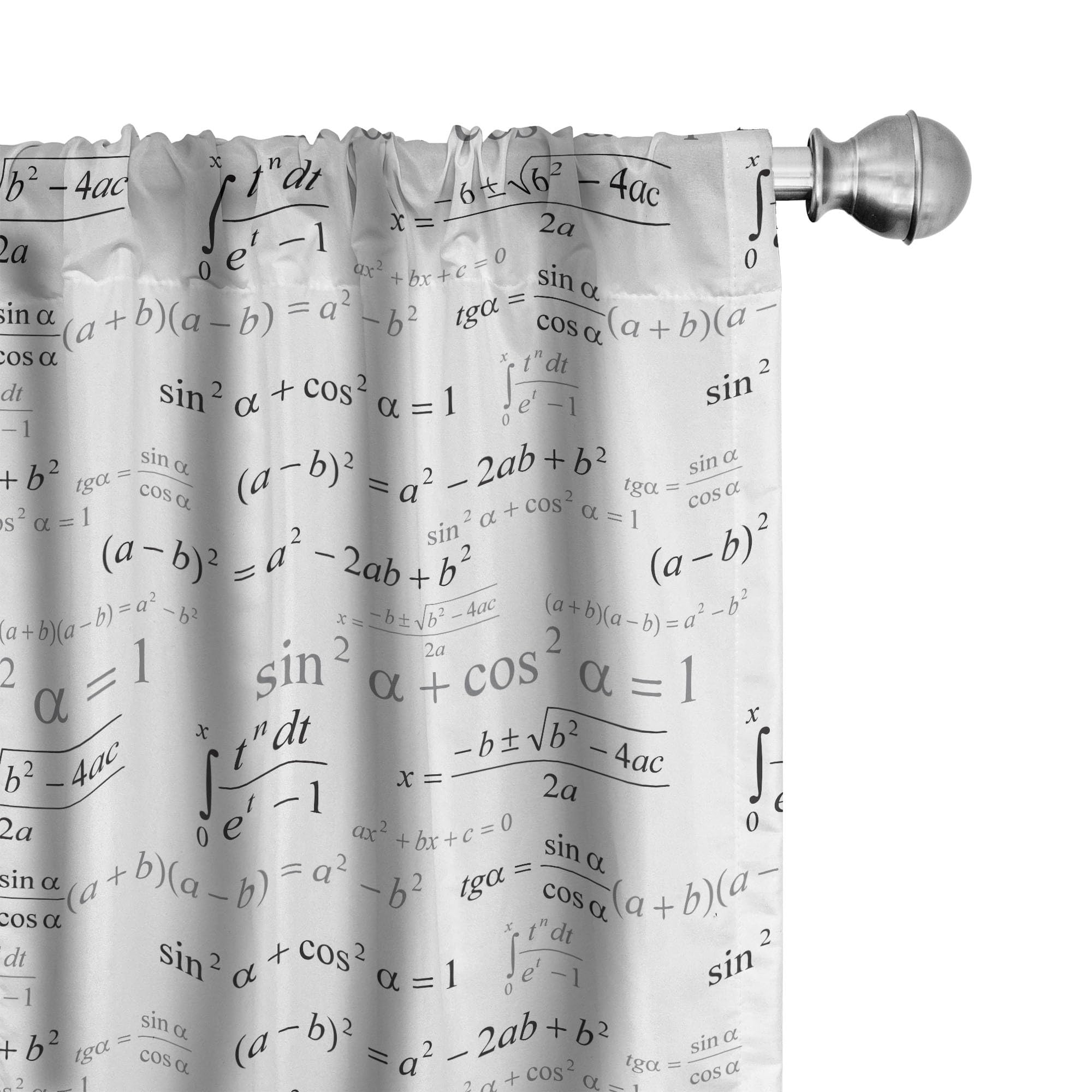 Lunarable Science Themed Curtains - Math Geometry Formulas Chalkboard Design, 2 Panel Set (28x63 Inches) for Living Room & Bedroom, White Grey Black - Perfect for Classroom Decor, STEM Enthusiasts & Science Lovers