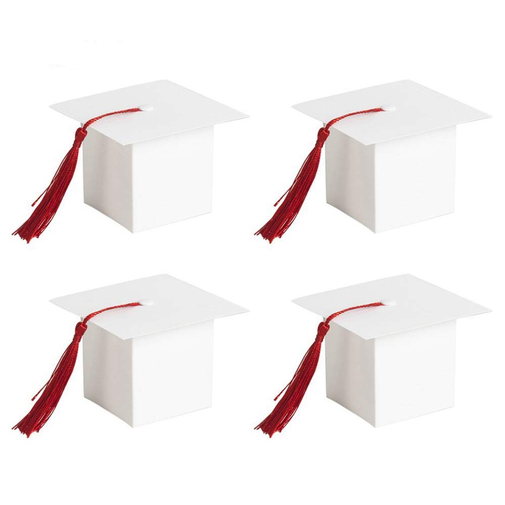 GREATLOVE 24Pcs White Graduation Cap Decorations - Chocolate Gift Box Set for Graduation Party, Christmas & Kids Celebrations | Perfect for School Ceremonies, Classmate Gifts & Holiday Presents