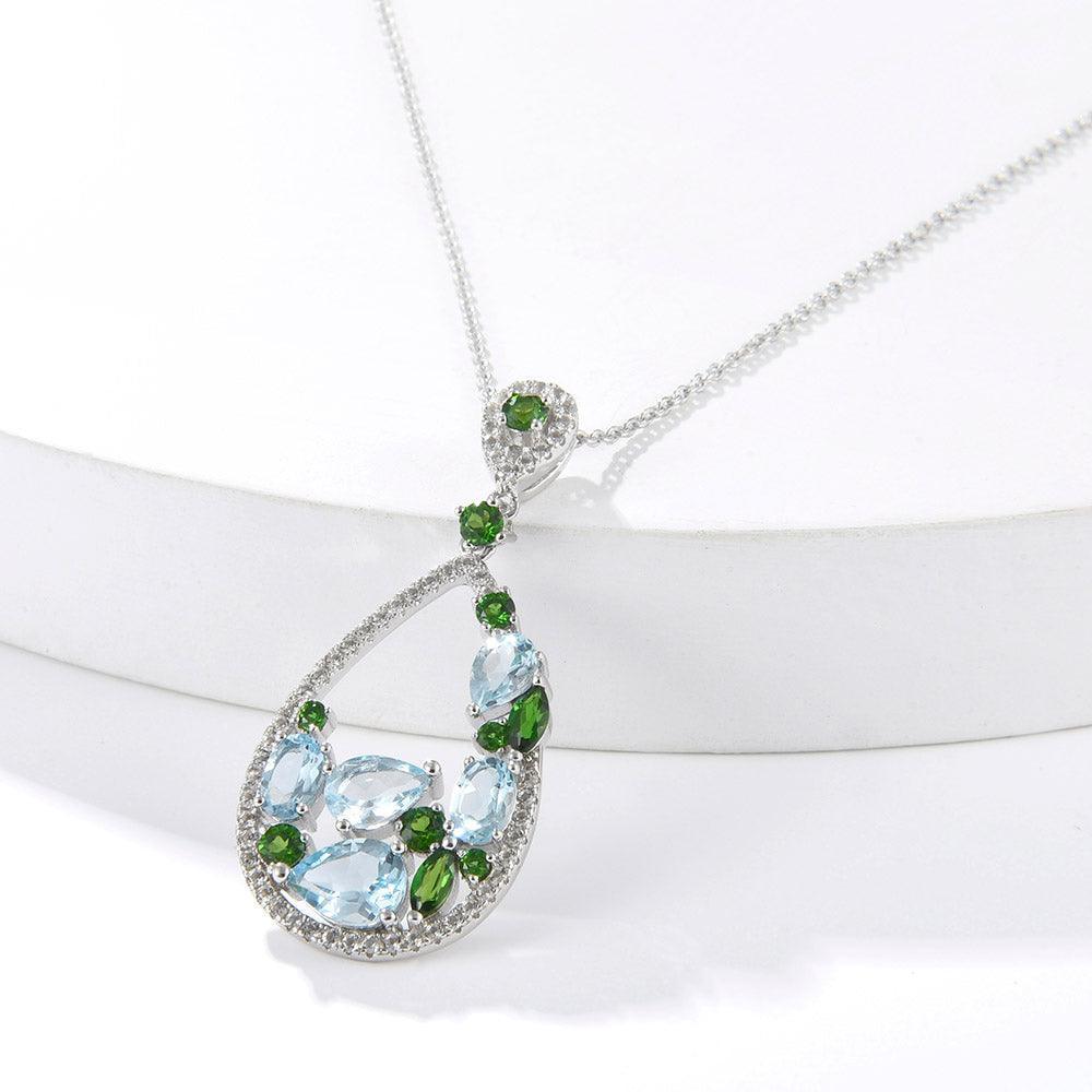 Elegant Teardrop Multi-Color Gemstone Pendant Necklace for Women | Dainty Bohemian Jewelry Gift for Her | Perfect for Weddings, Parties & Everyday Wear