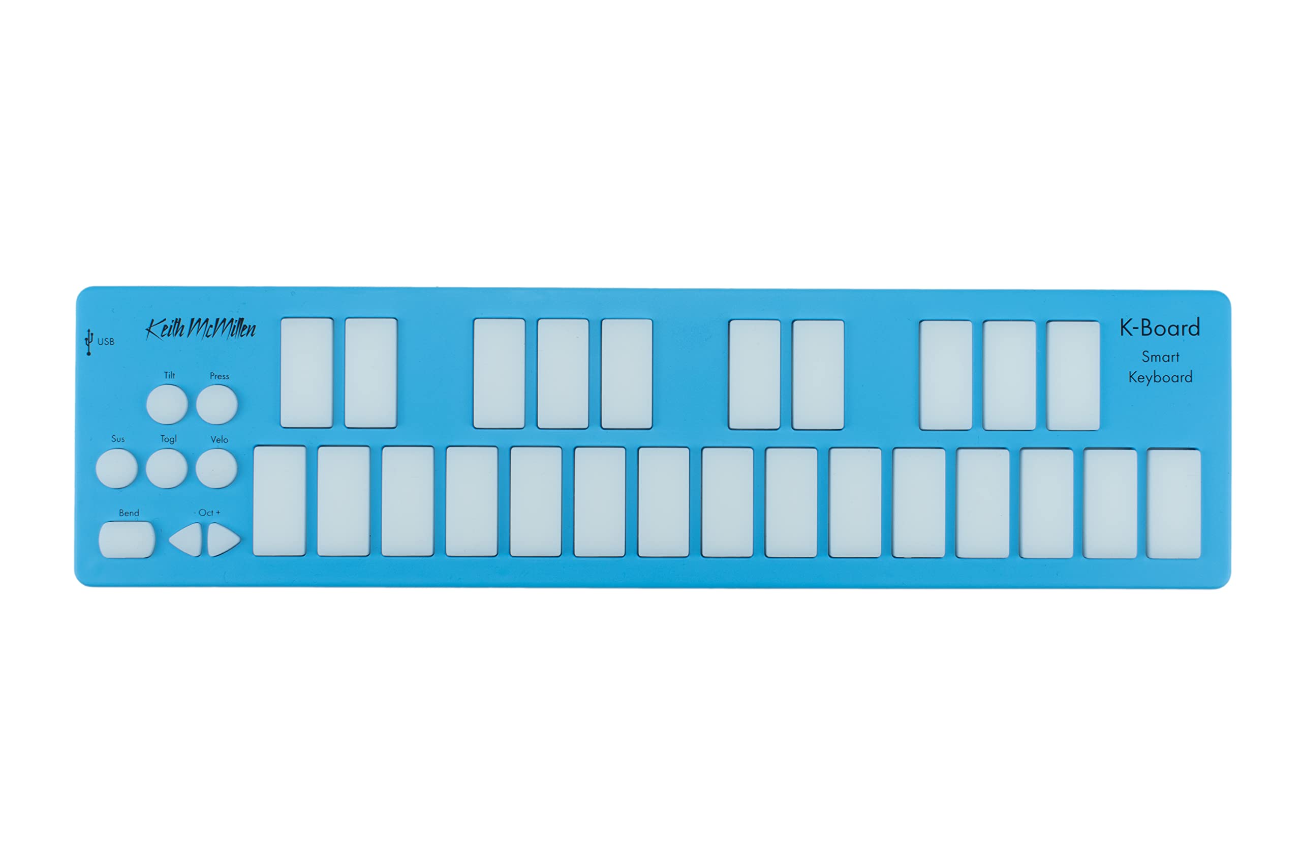 Keith McMillen Instruments K-Board-C | 25-Key USB MPE MIDI Keyboard Controller with USB-C (Aqua) - Portable Music Production for Studio & Live Performance