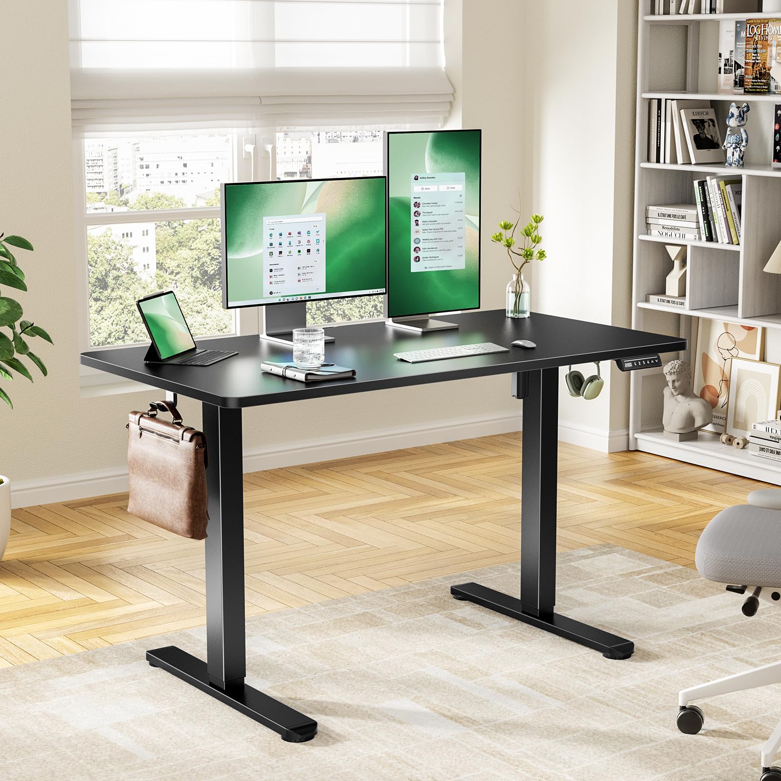 Marsail 48 x 30 Inch Electric Standing Desk - Height Adjustable Office & Gaming Desk with One-Piece Desktop, 4 Memory Presets - Perfect for Home Office, Bedroom Workspace & Ergonomic Gaming Setup