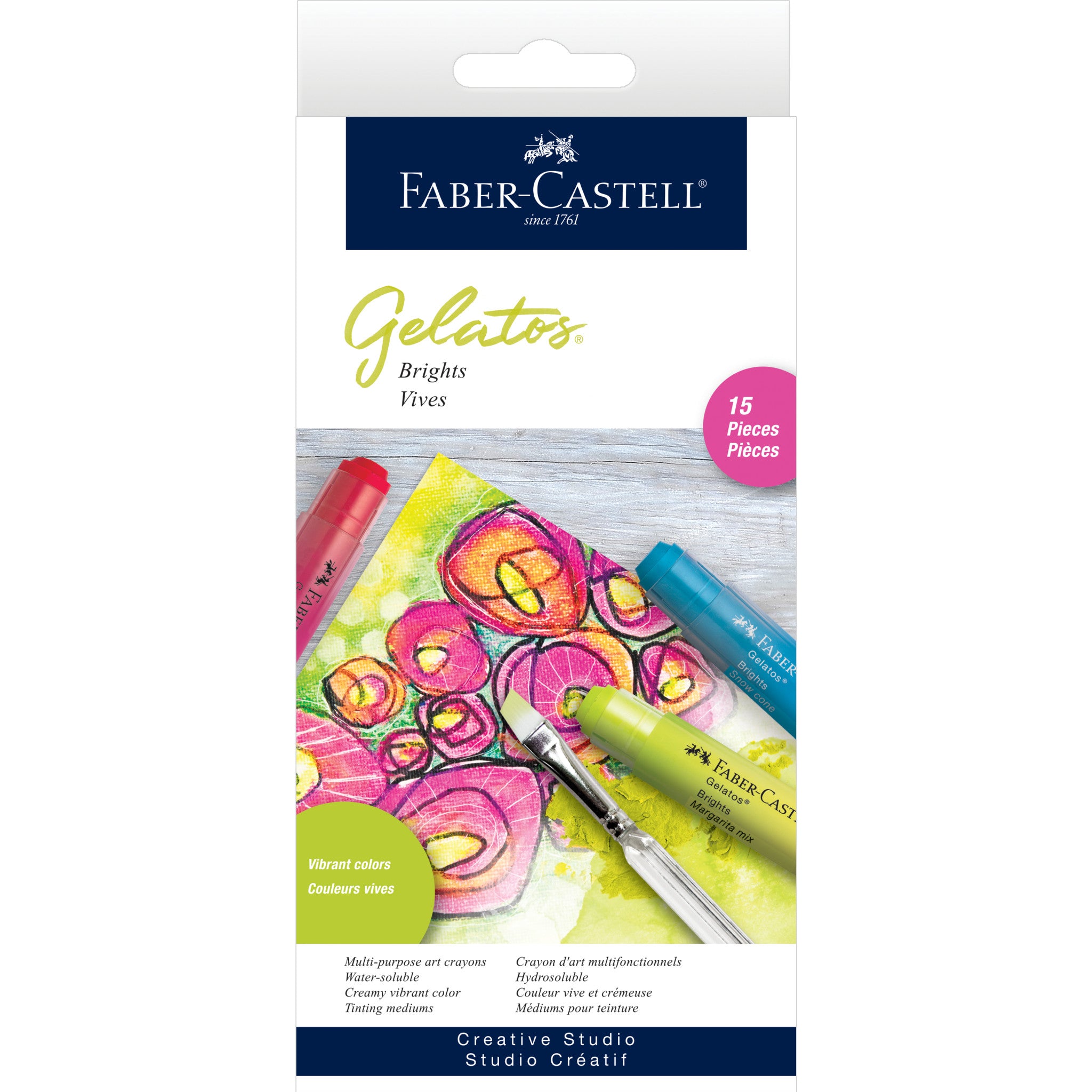 Vibrant Gelatos 15-Piece Art Set - Non-Toxic, Blendable Pastels for Drawing, Painting & Mixed Media - Perfect for Artists, Students & DIY Craft Projects
