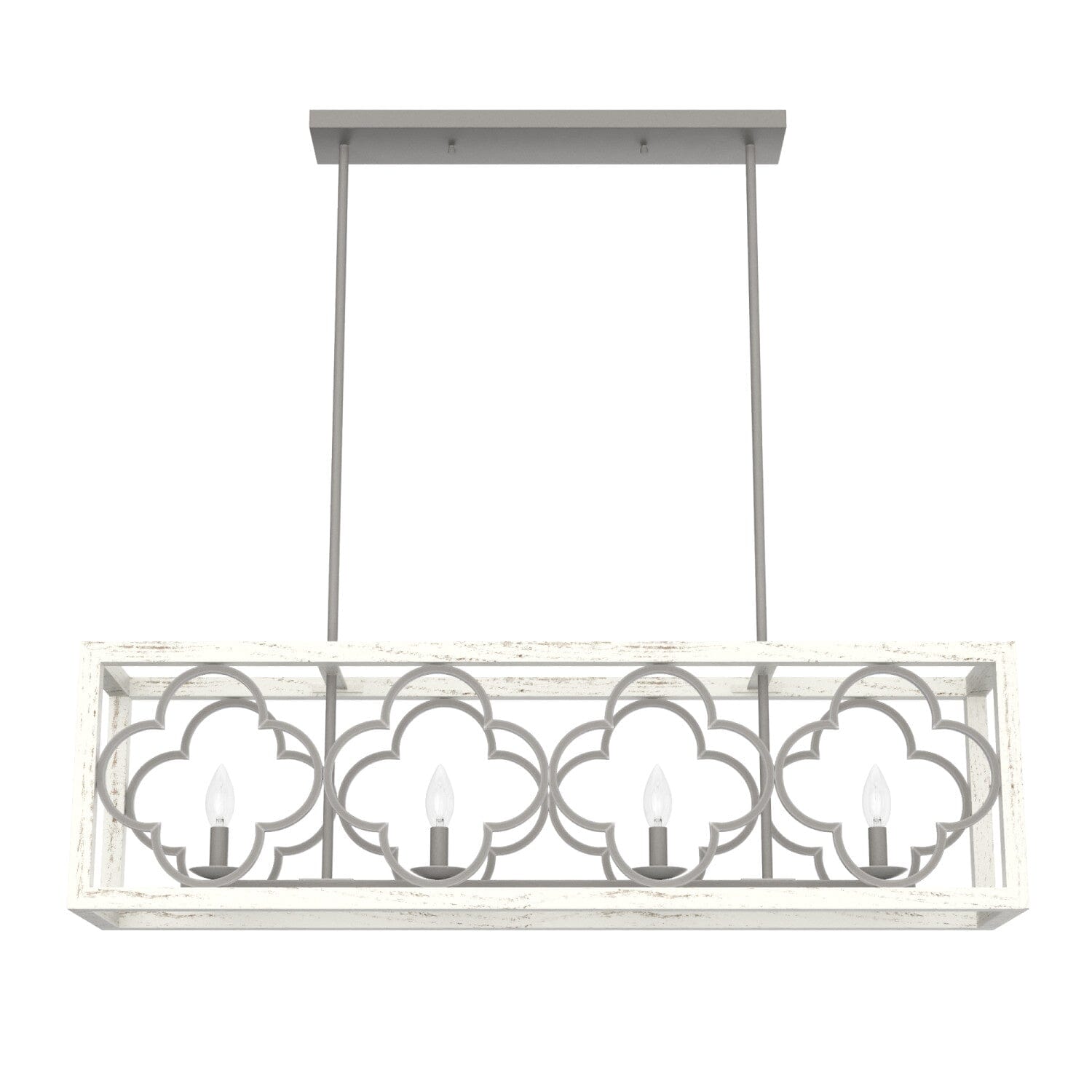 Gablecrest 4-Light Modern Linear Chandelier - Sleek Black Metal Fixture for Dining Room, Kitchen Island & Contemporary Home Decor
