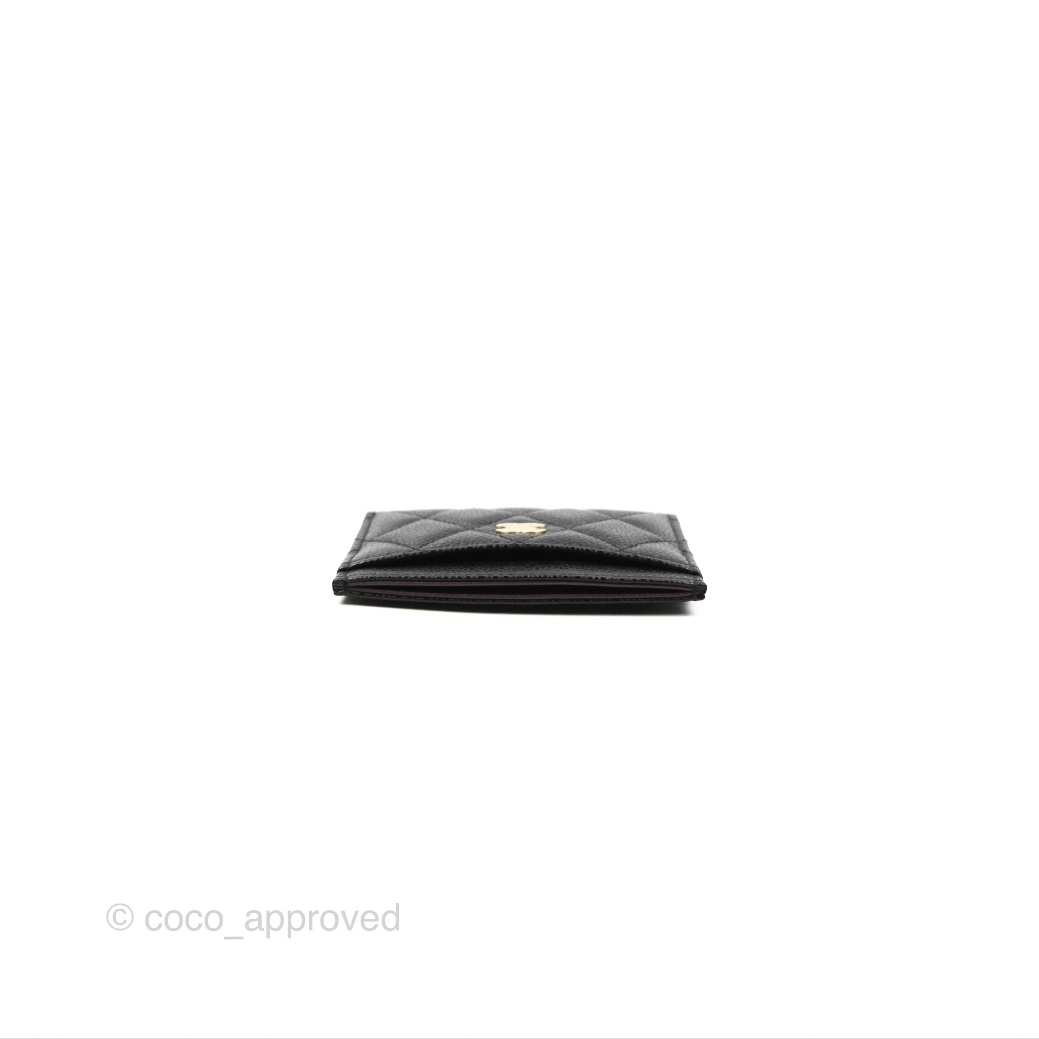 Chanel Classic Flat Card Holder Wallet - Black Caviar Leather with Gold Hardware - Perfect for Everyday Use & Gift Giving