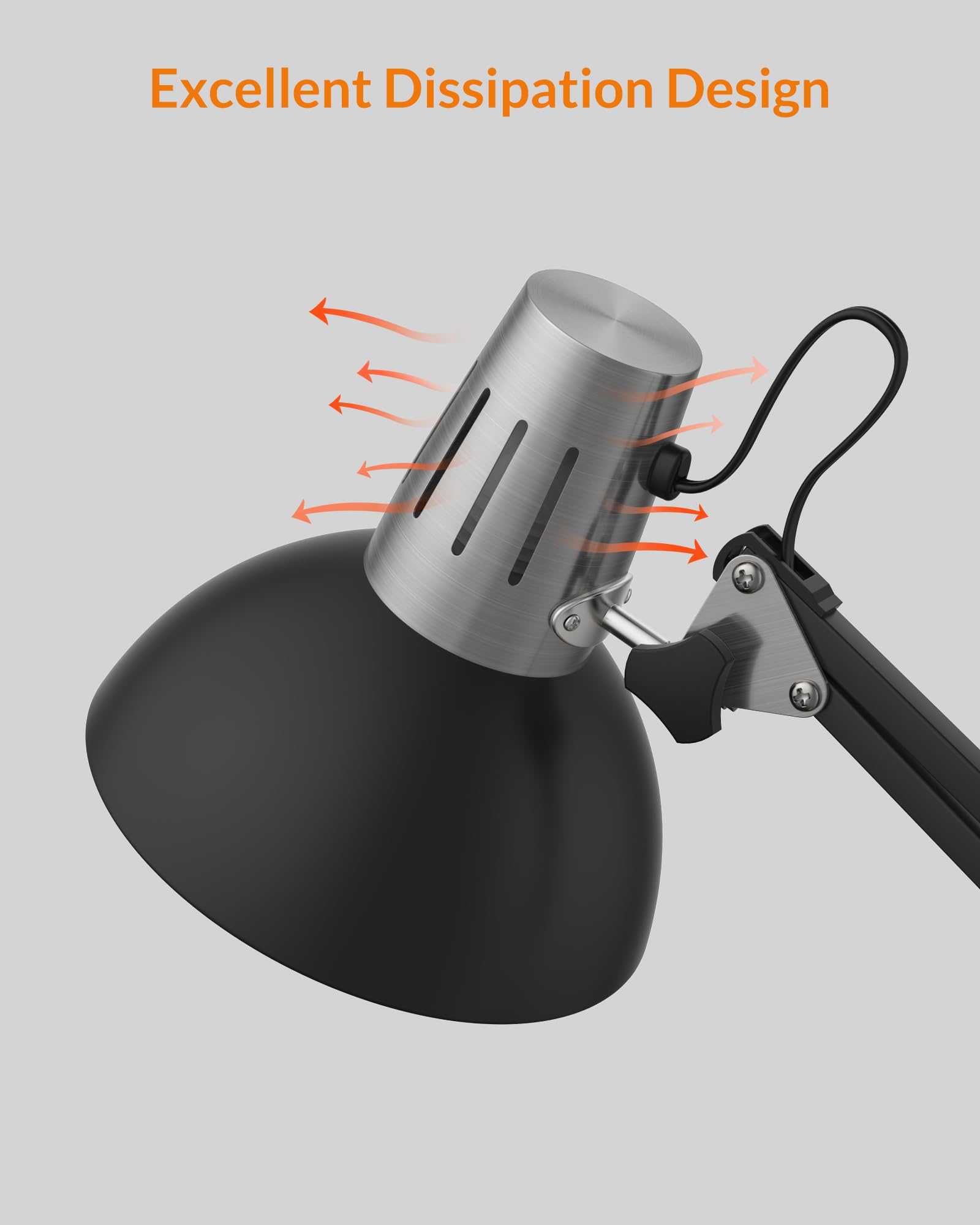 LEPOWER Adjustable Metal Desk Lamp with Clamp - Architect Swing Arm Task Light, Eye-Caring Reading Lamp for Study, Office & Bedroom (Black) | Perfect for Late-Night Work, Homework & Cozy Reading