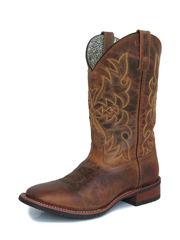 Laredo 5602 Women's Anita Square Toe Western Boots - Distressed Tan Cowgirl Boots for Country Dancing & Rodeo Events