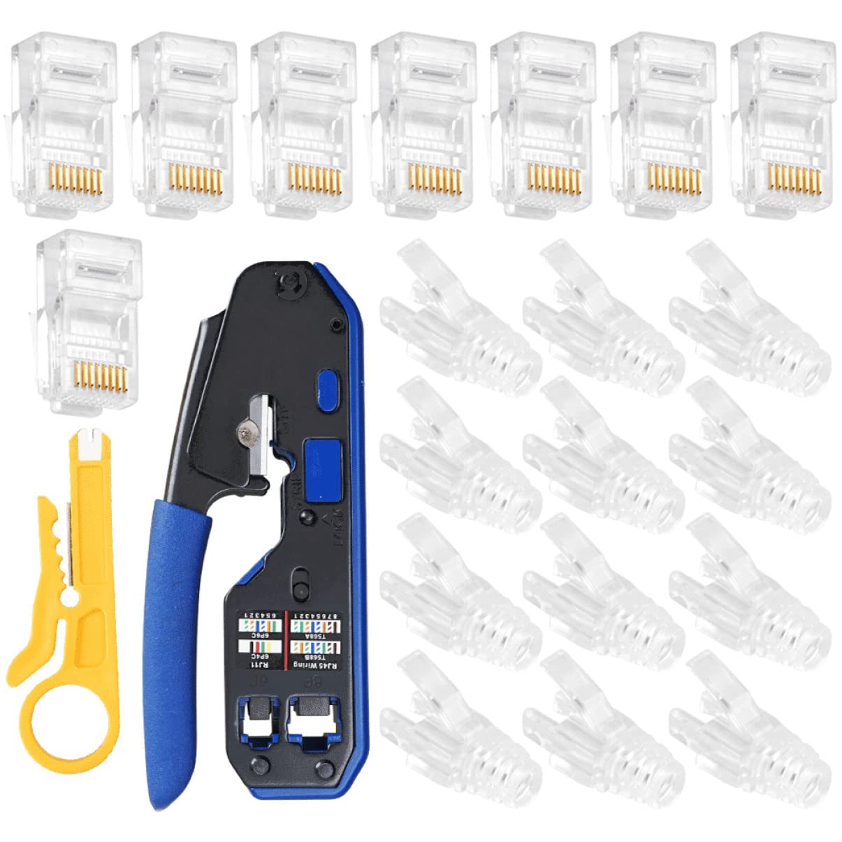 LASONS Professional Multi-Tool Set for Ethernet Cable Stripping - RJ45 Connector Crimper & Wire Stripper for Cat5/Cat6 Cables - Essential Electrical Tools for Electricians & Network Installers - Perfect for Home Networking, Office Wiring & Telecom Installations